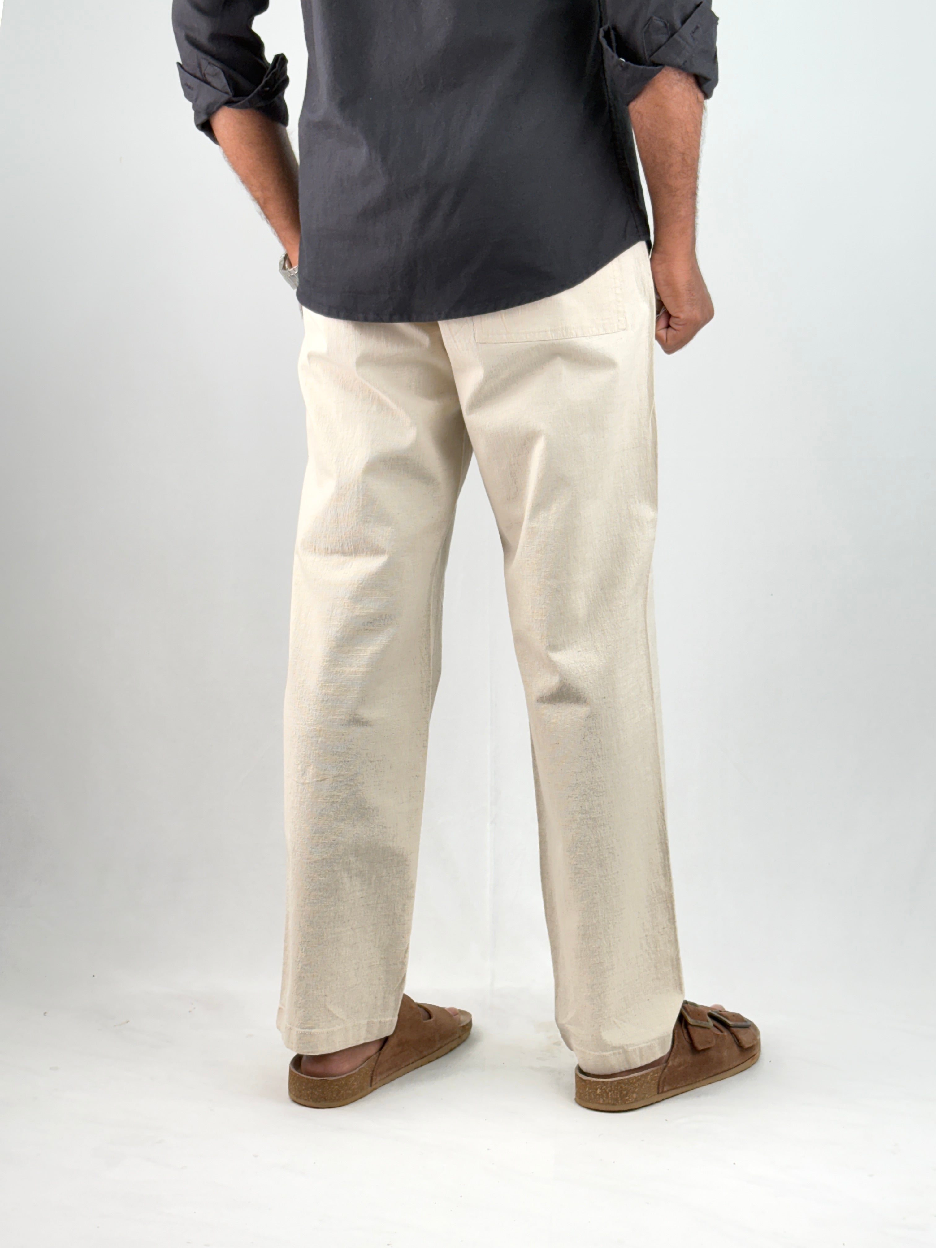 Beige Relaxed Fit Linen Pant 2