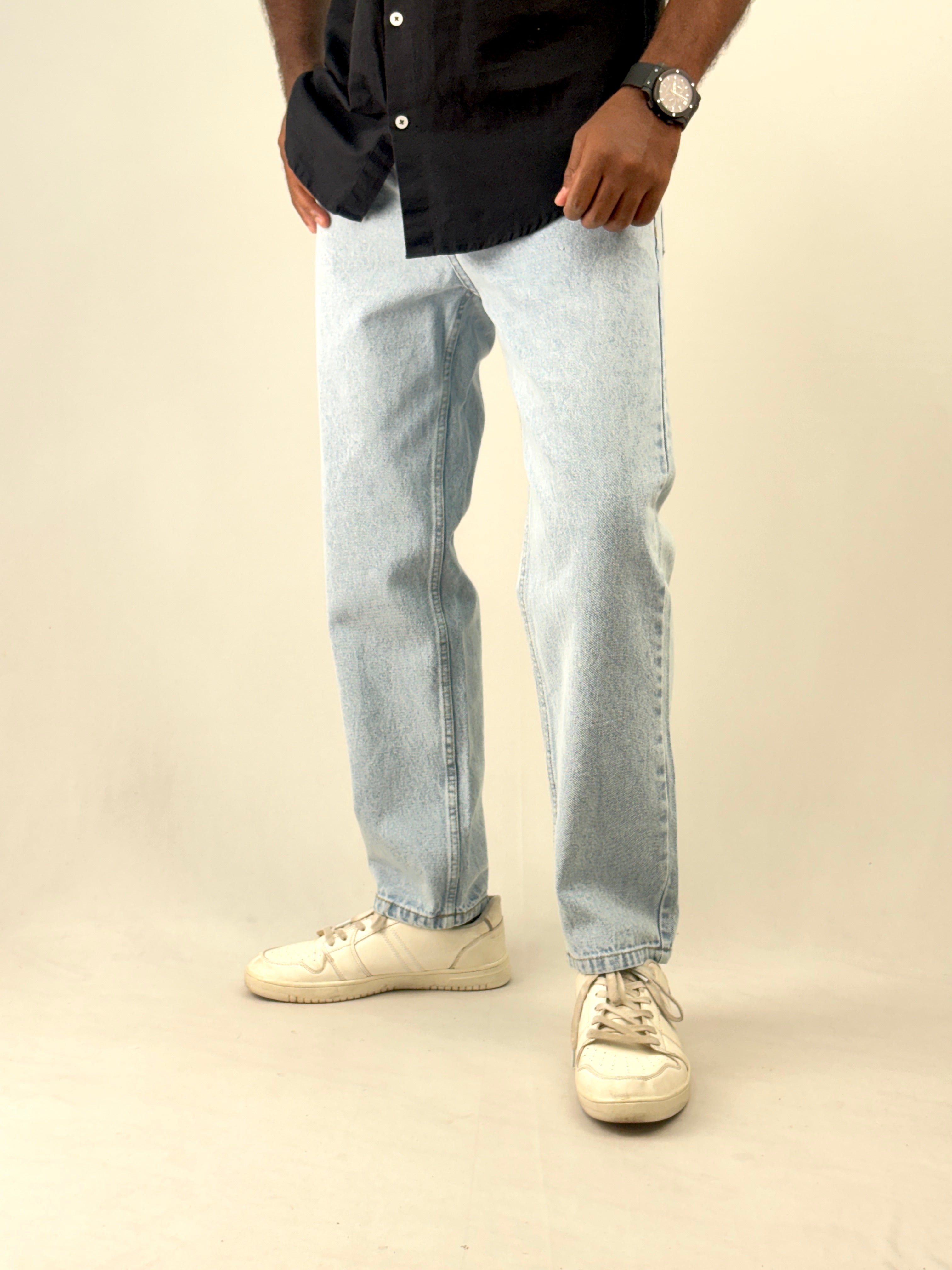 Ice Blue Acid Wash Semi Baggy Jean