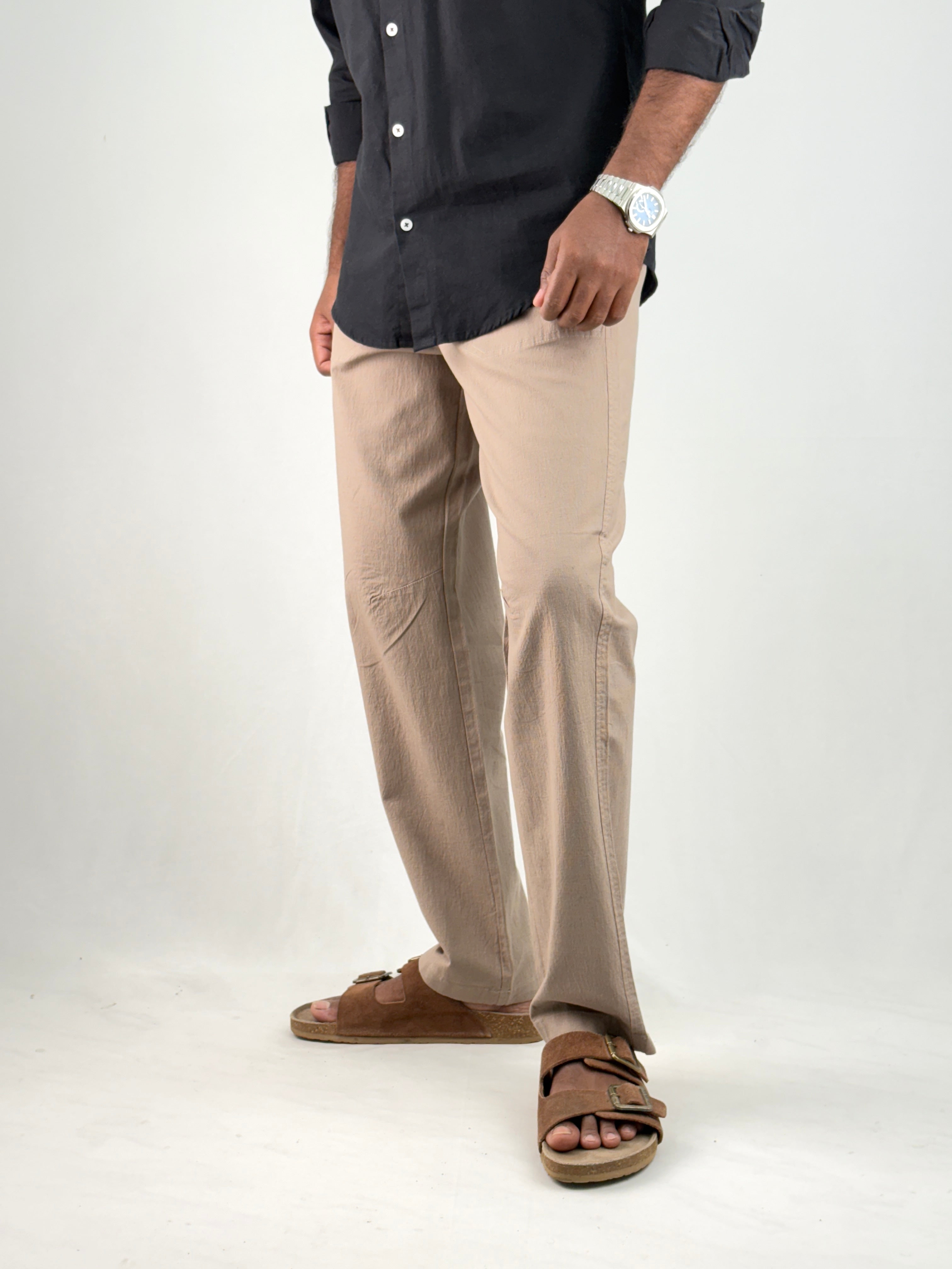 Light Brown Relaxed Fit Linen Pant 2