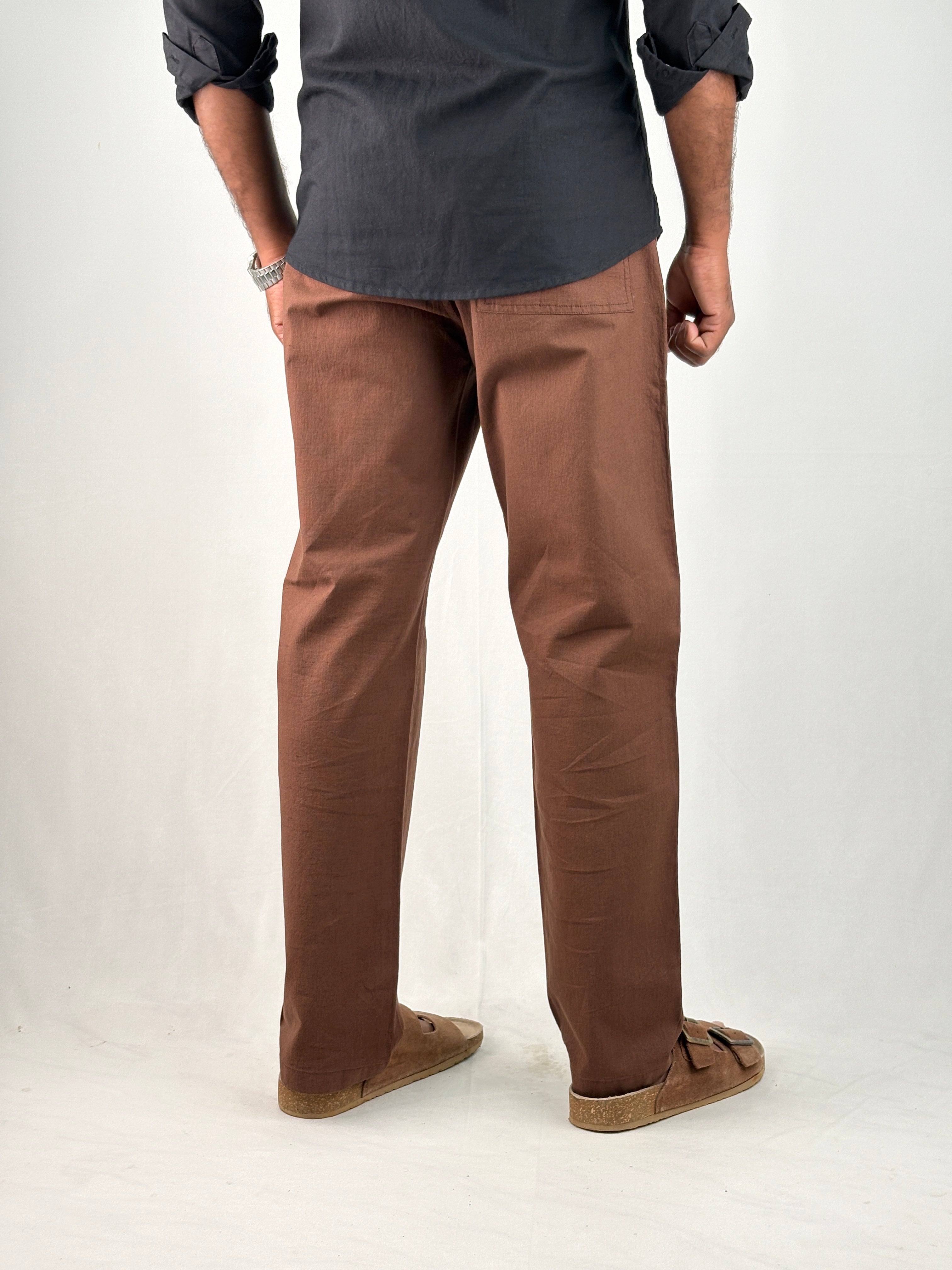 Brown Relaxed Fit Linen Pant 2