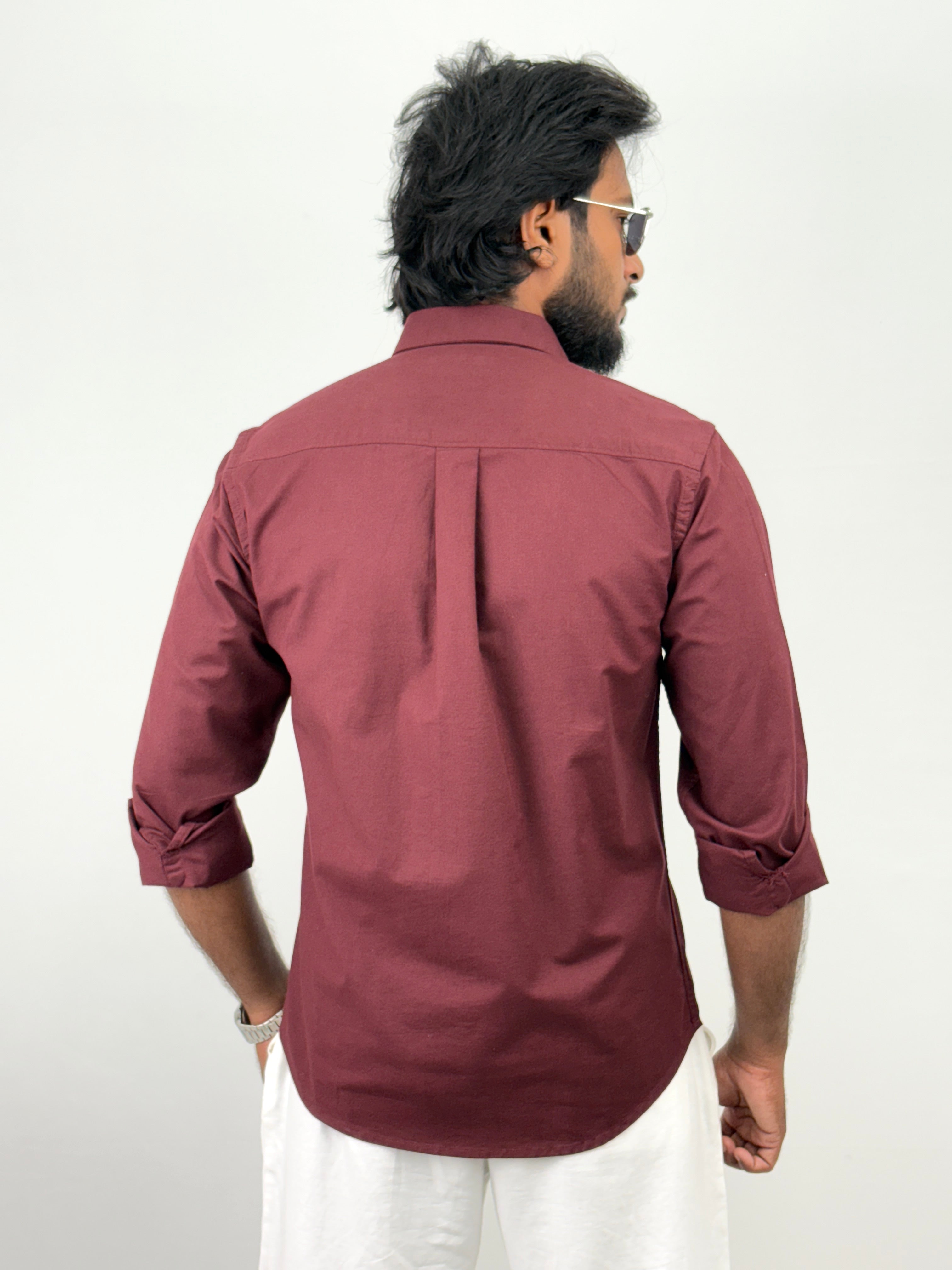 Maroon Oxford Plain Shirt