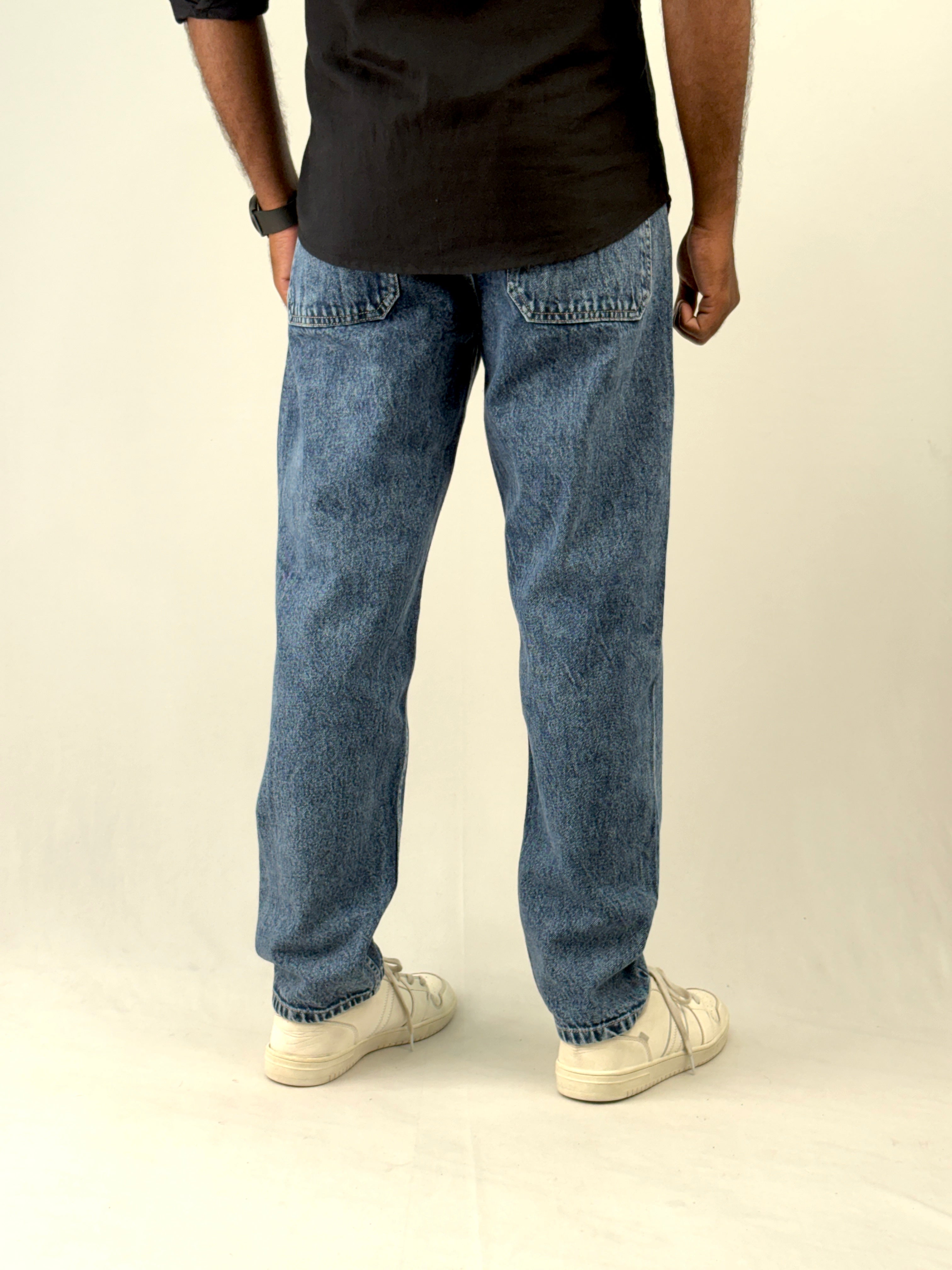 Blue Acid Wash Semi Baggy Jean