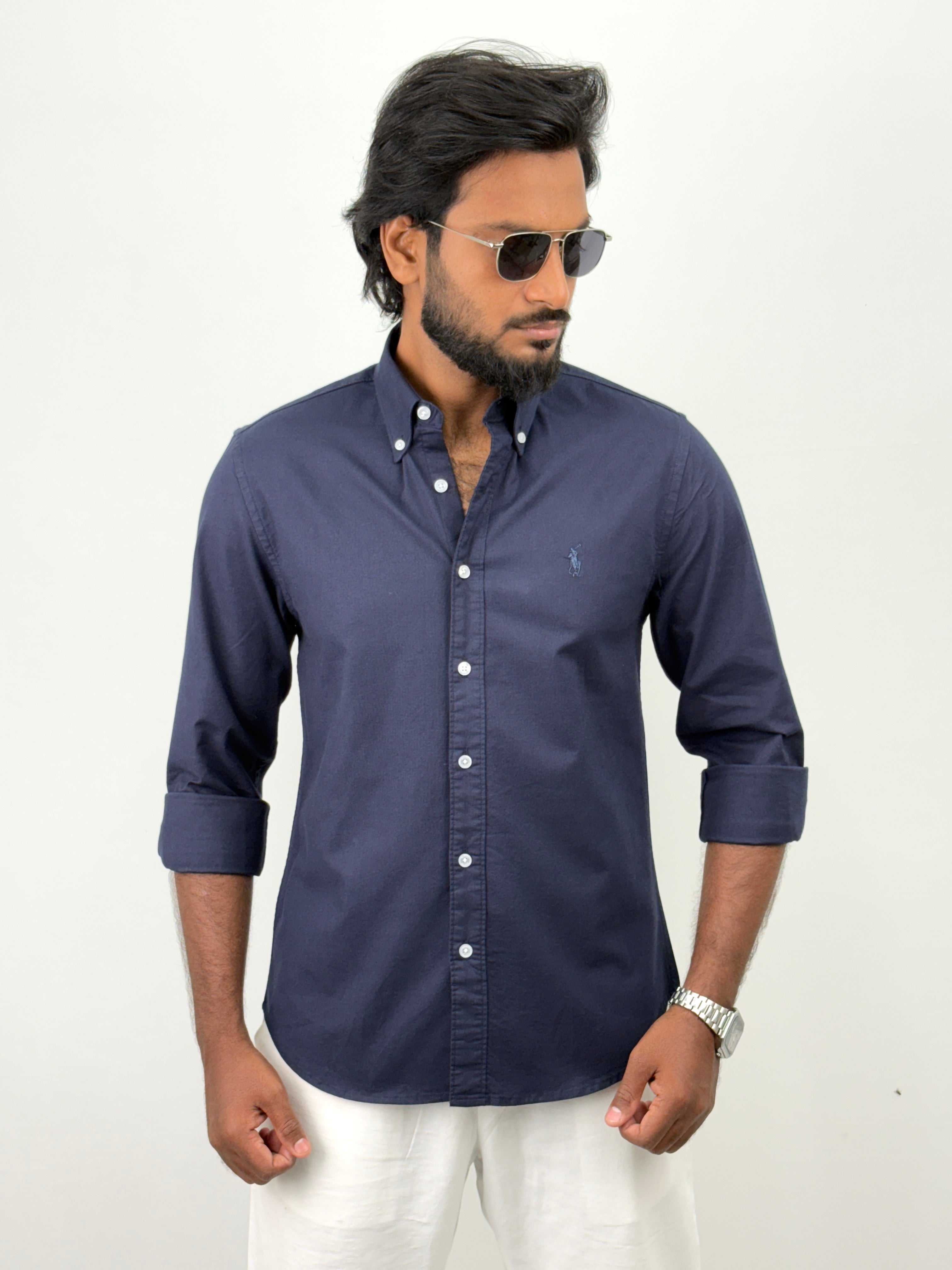 Navy Oxford Plain Shirt