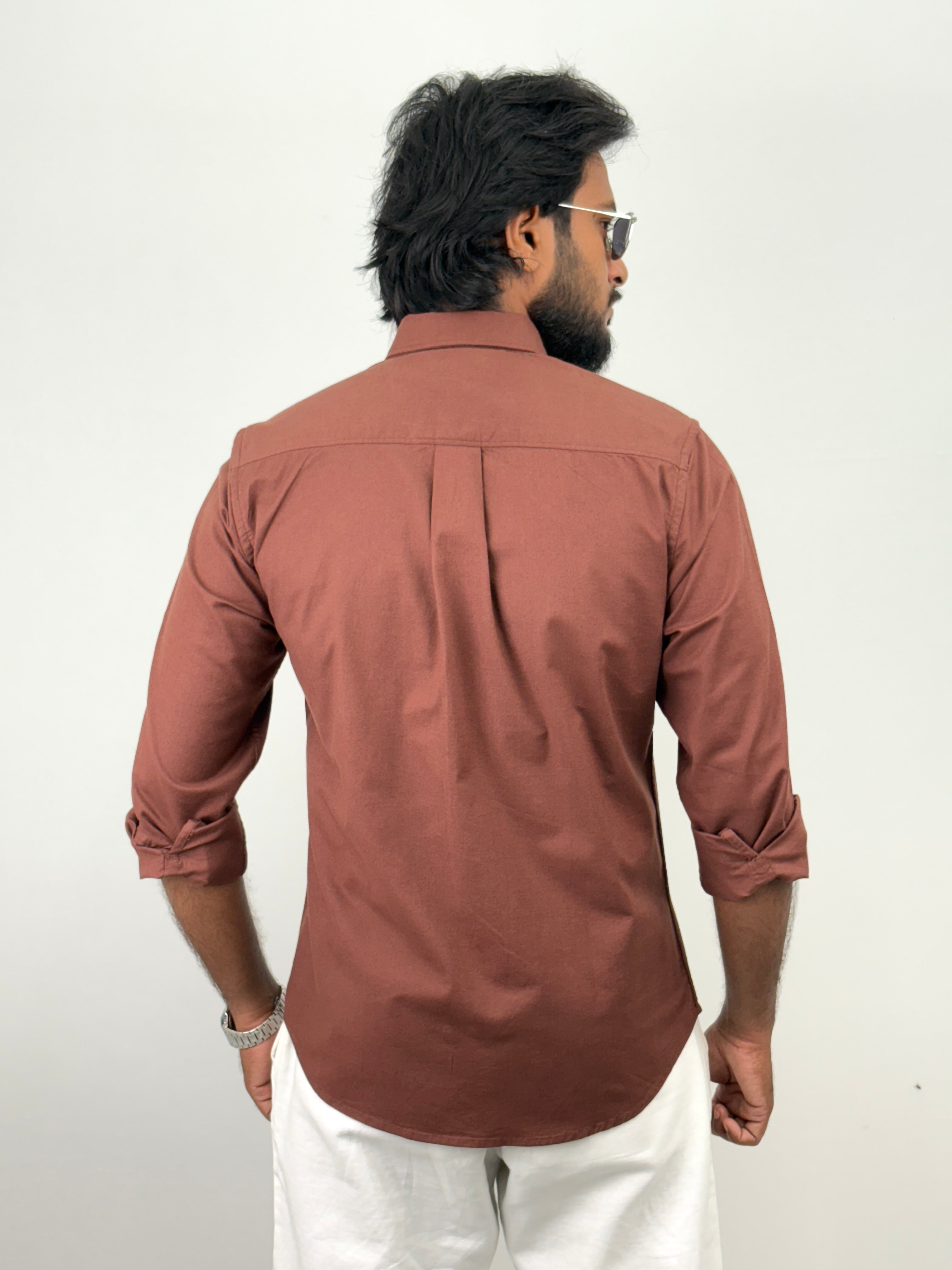 Brown Oxford Plain Shirt