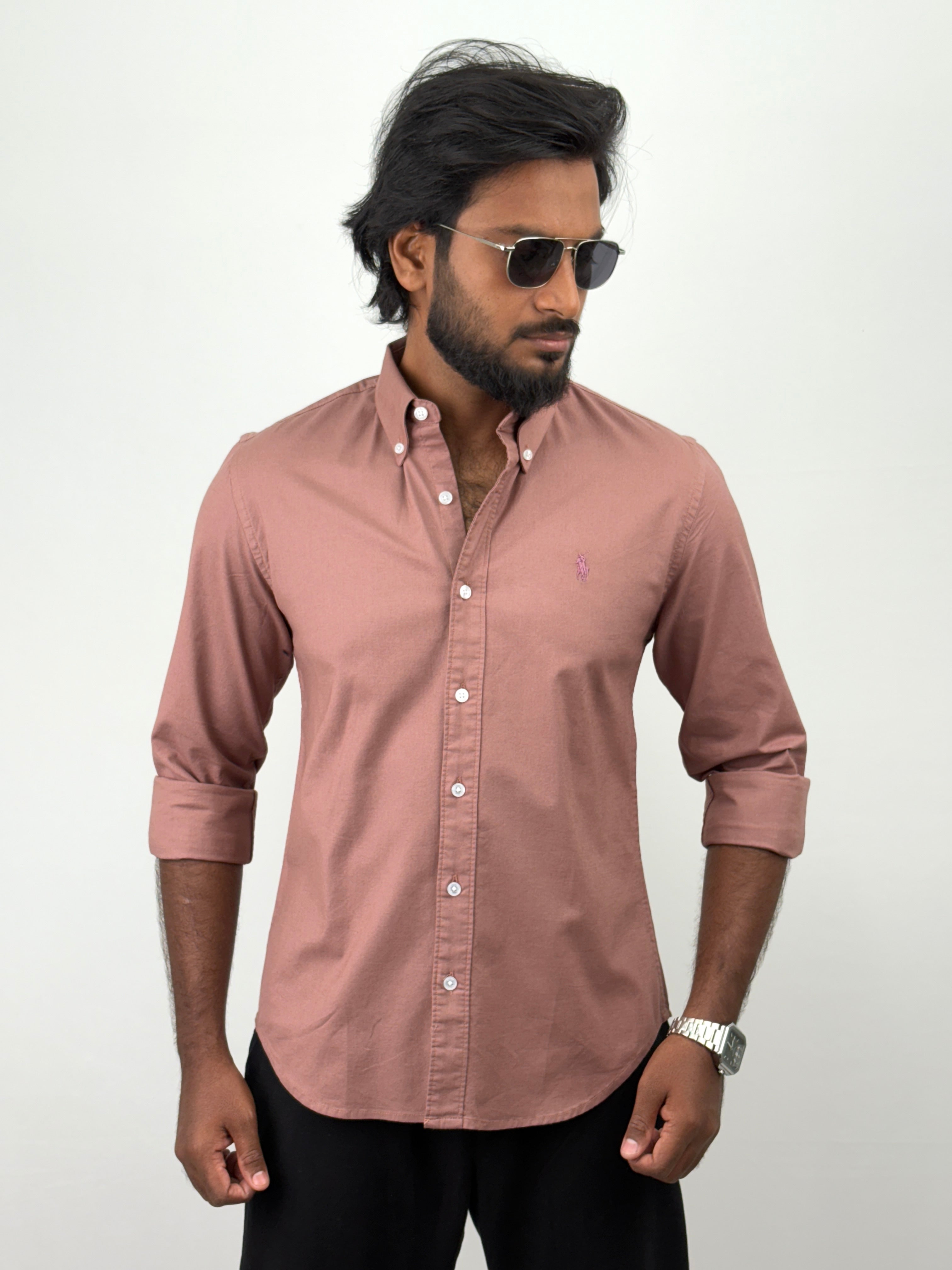 Peach Oxford Plain Shirt