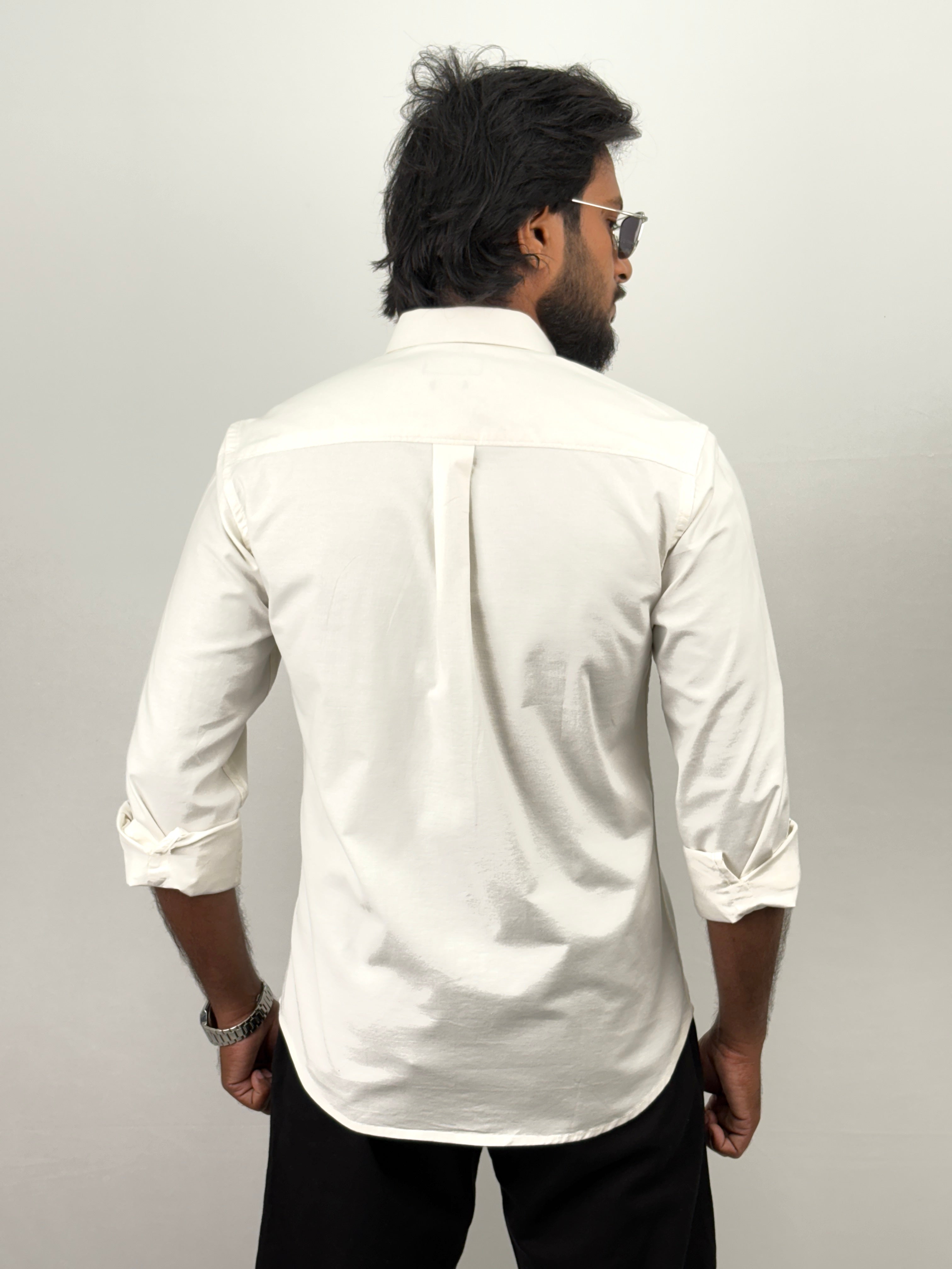 Cream Oxford Plain Shirt