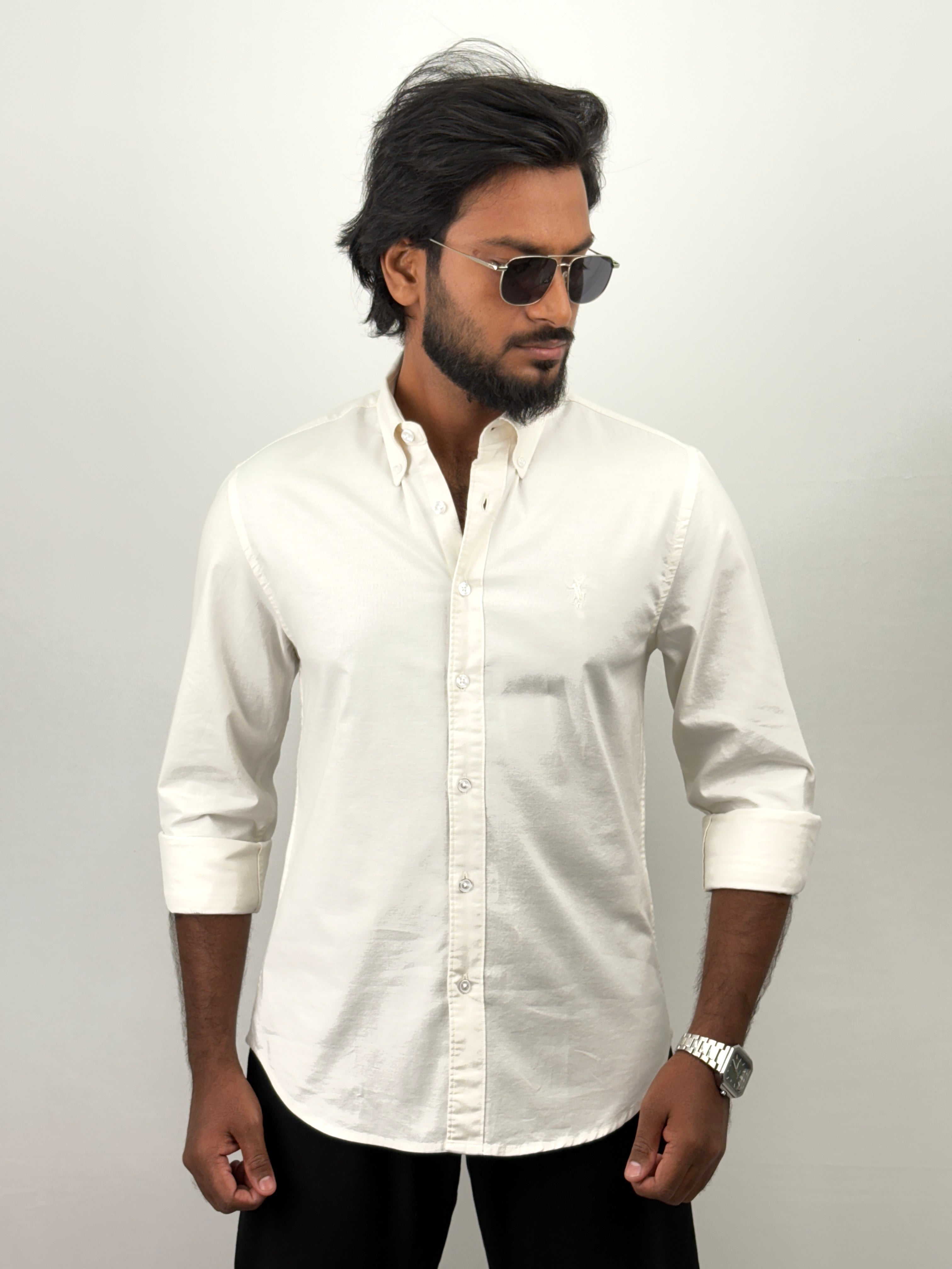 Cream Oxford Plain Shirt