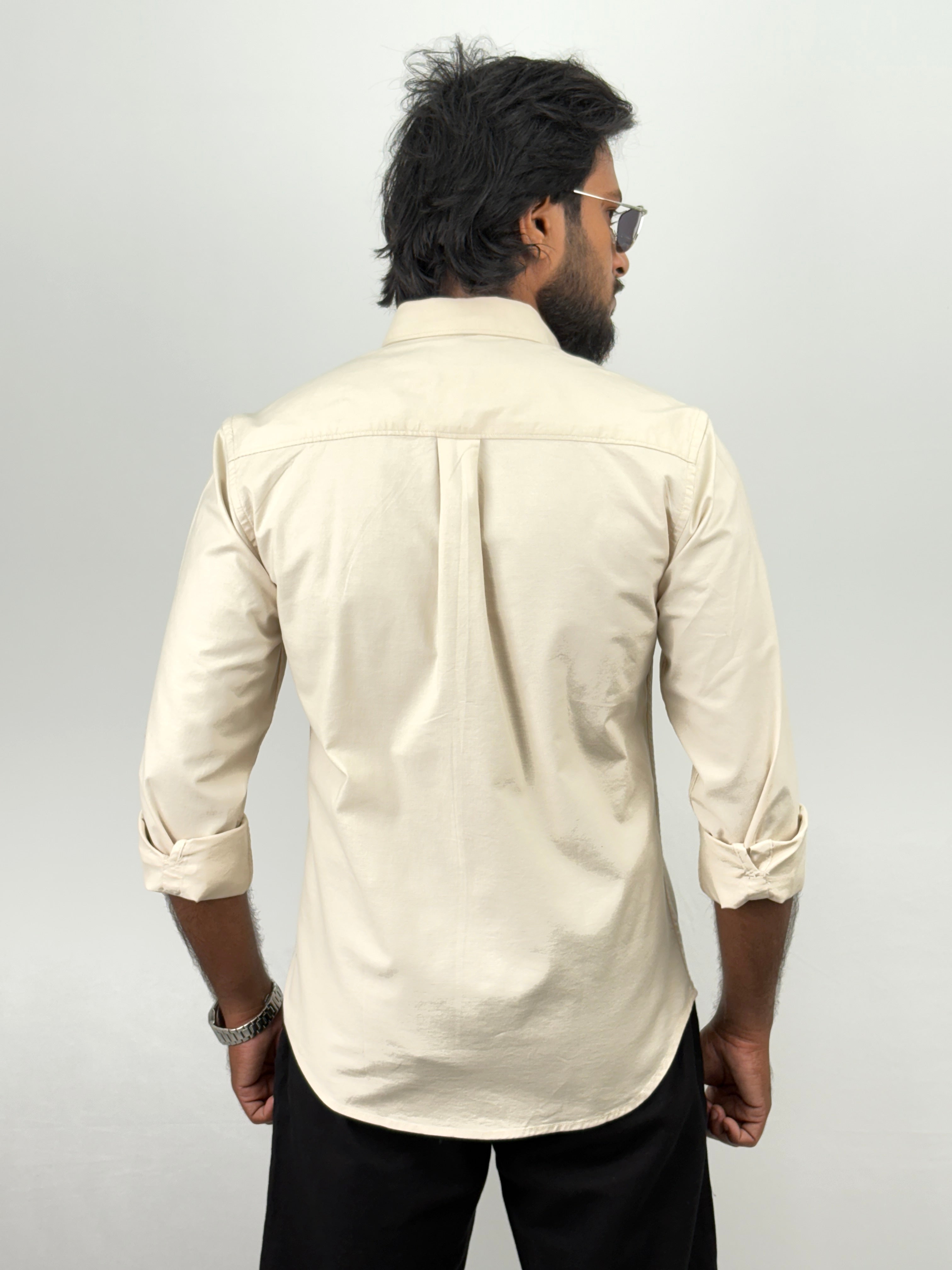 Beige Oxford Plain Shirt