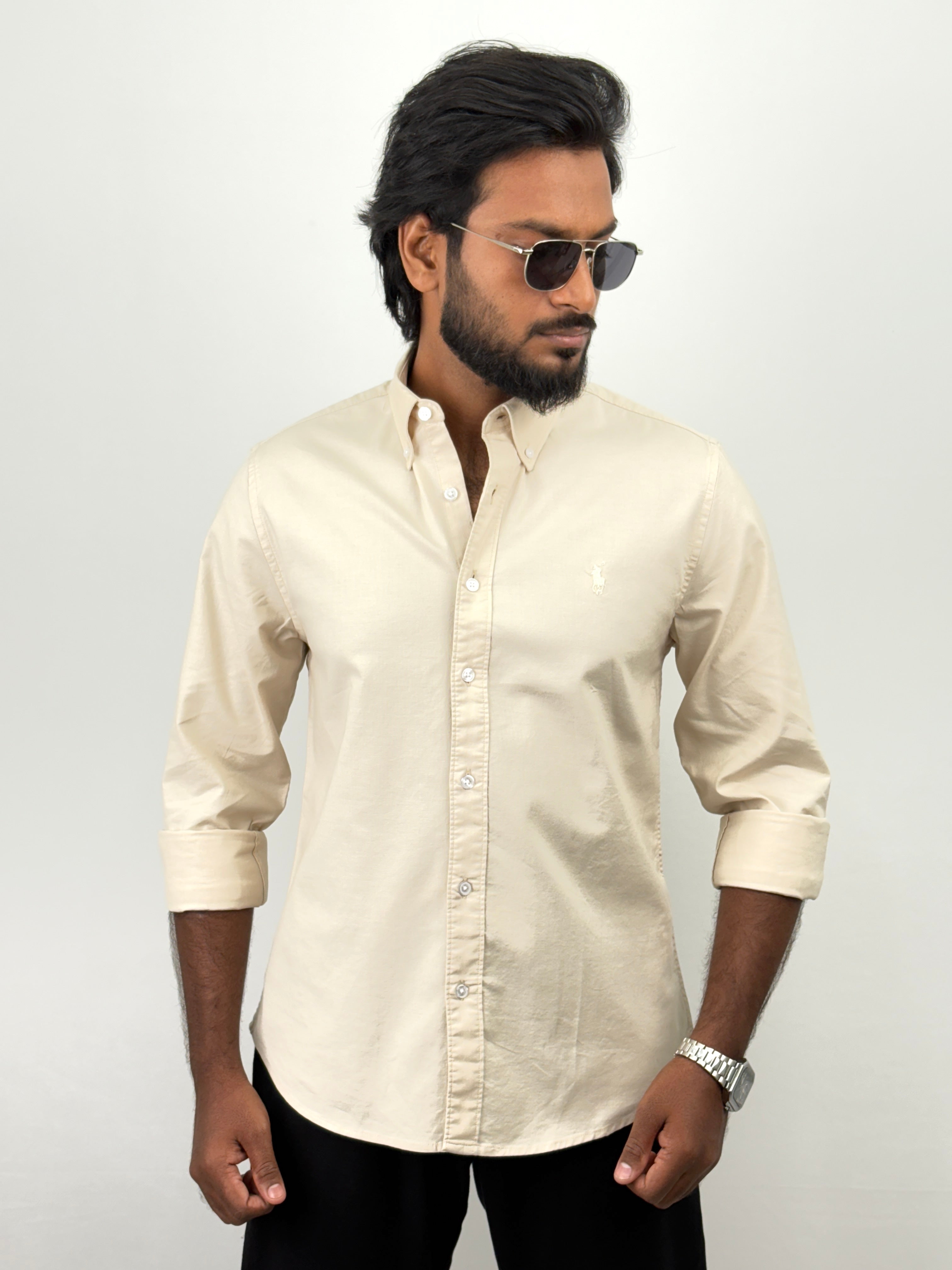 Beige Oxford Plain Shirt