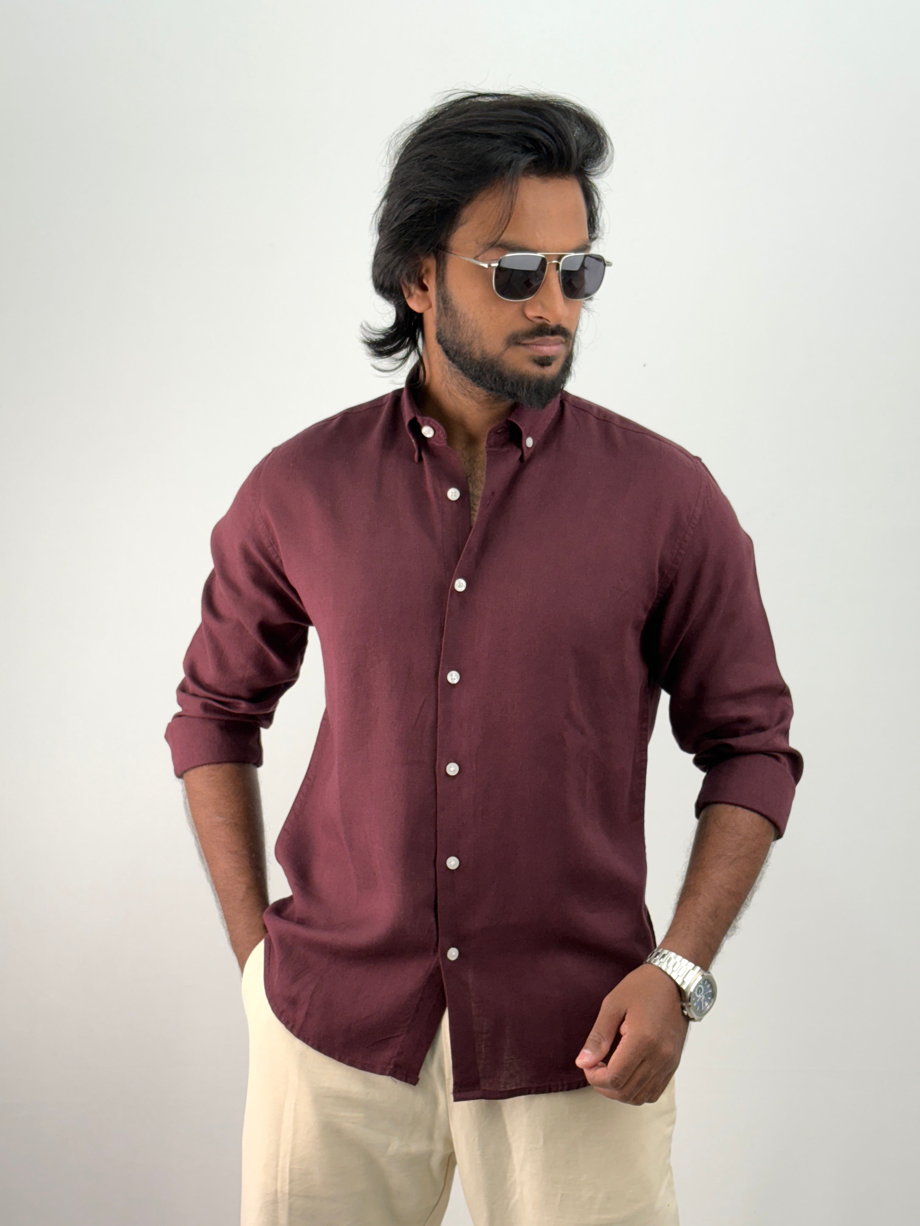 Maroon Linen Shirt