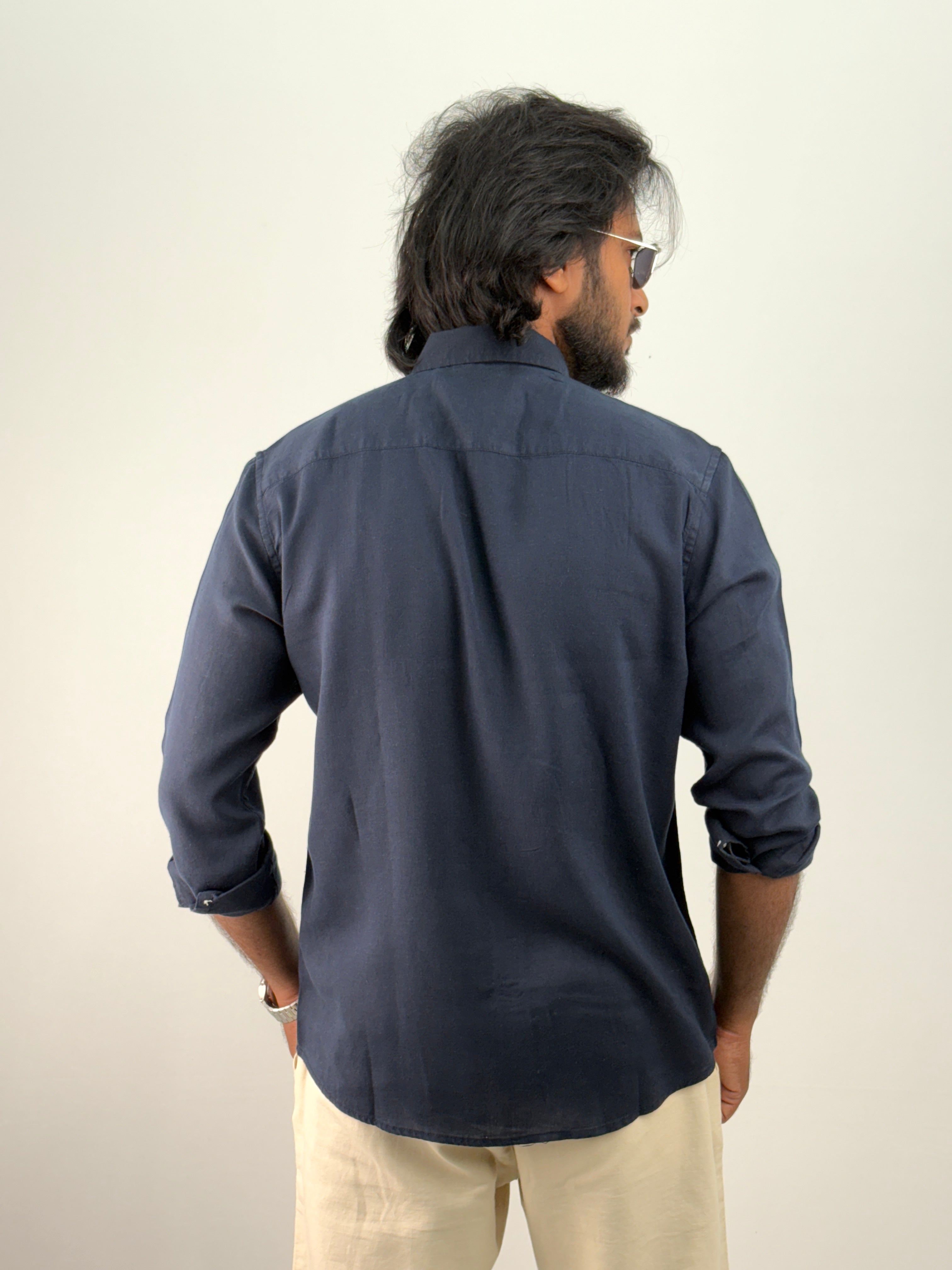 Navy Linen Shirt