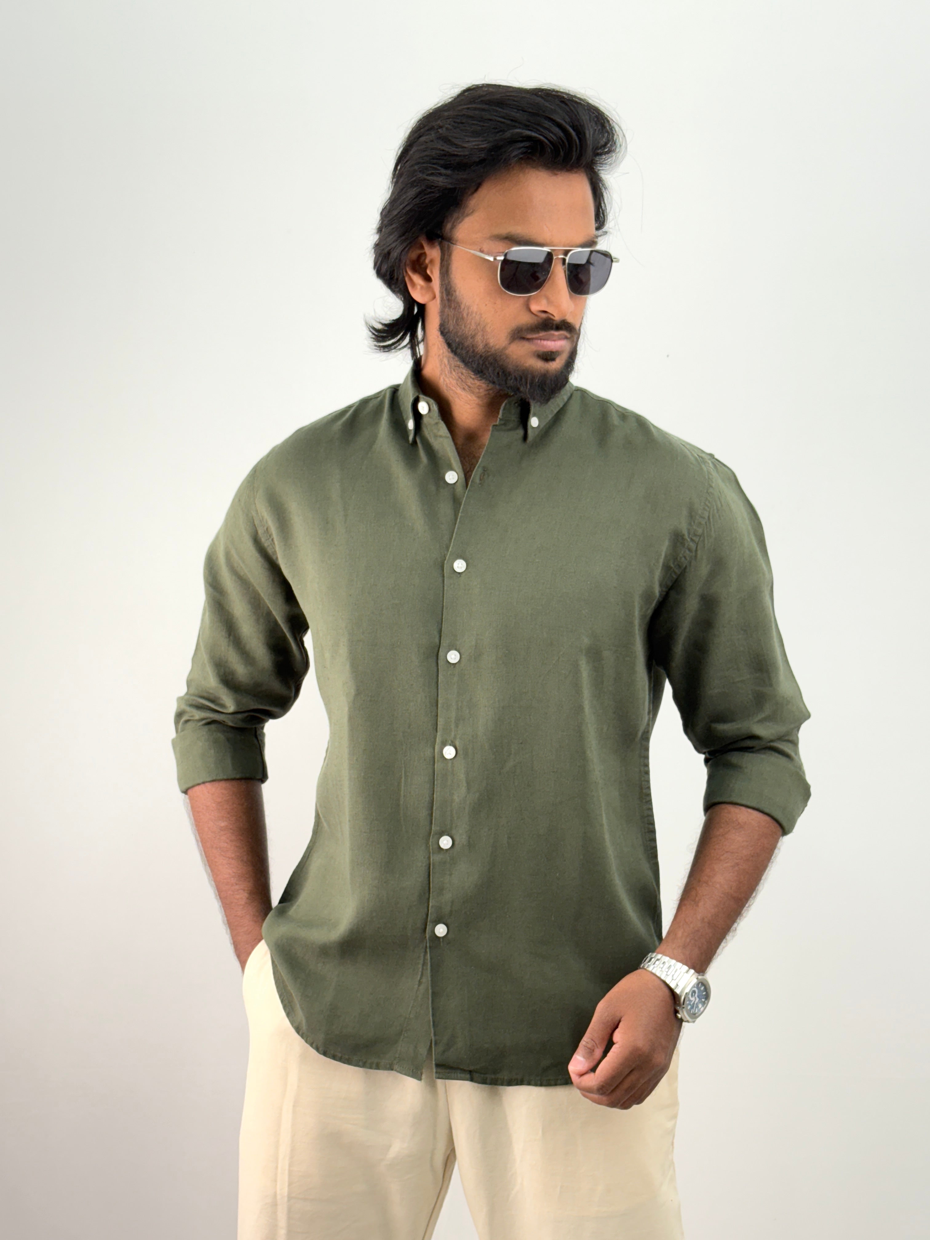Green Linen Shirt