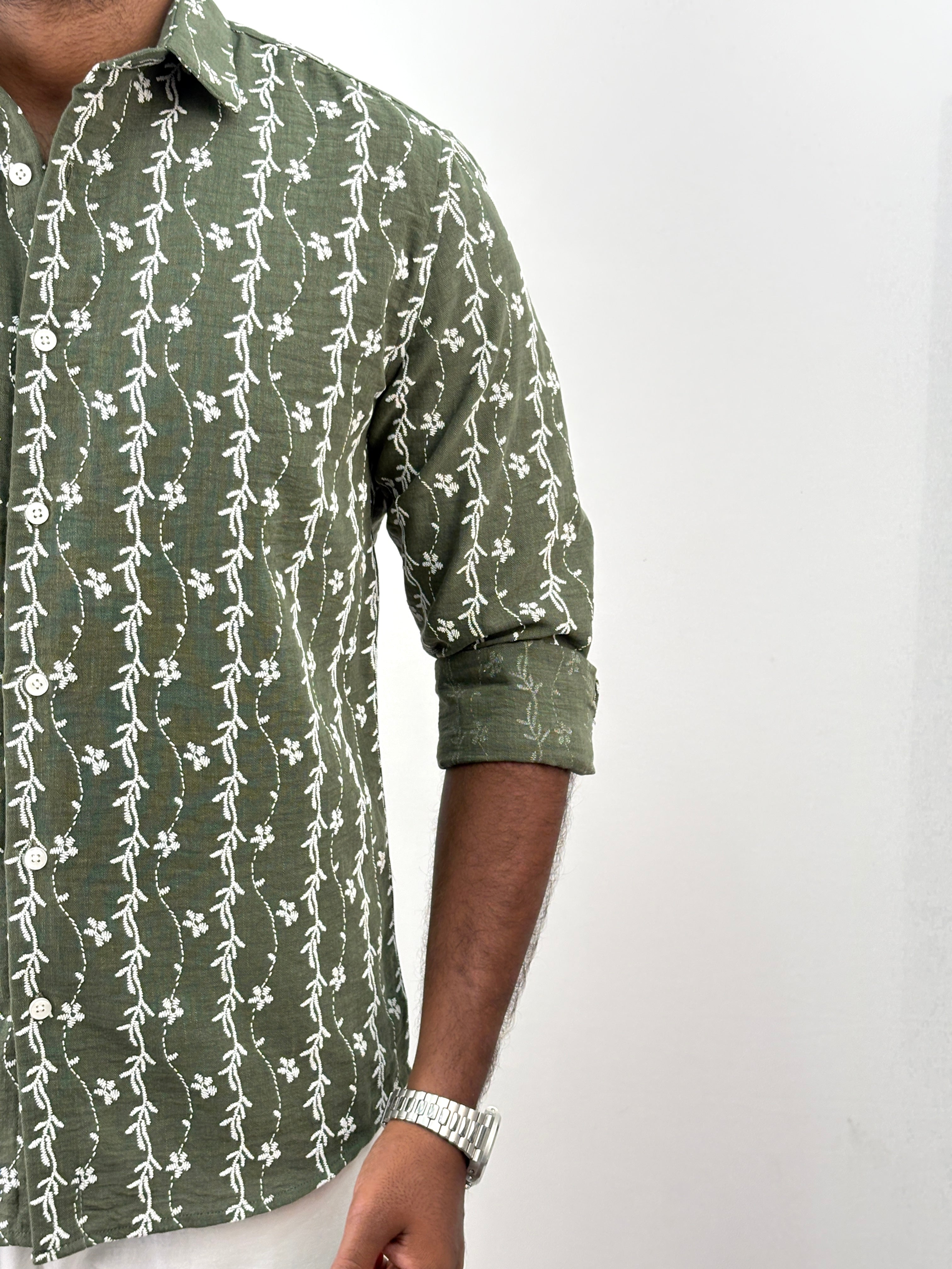 Green Stripe Printed Shirt