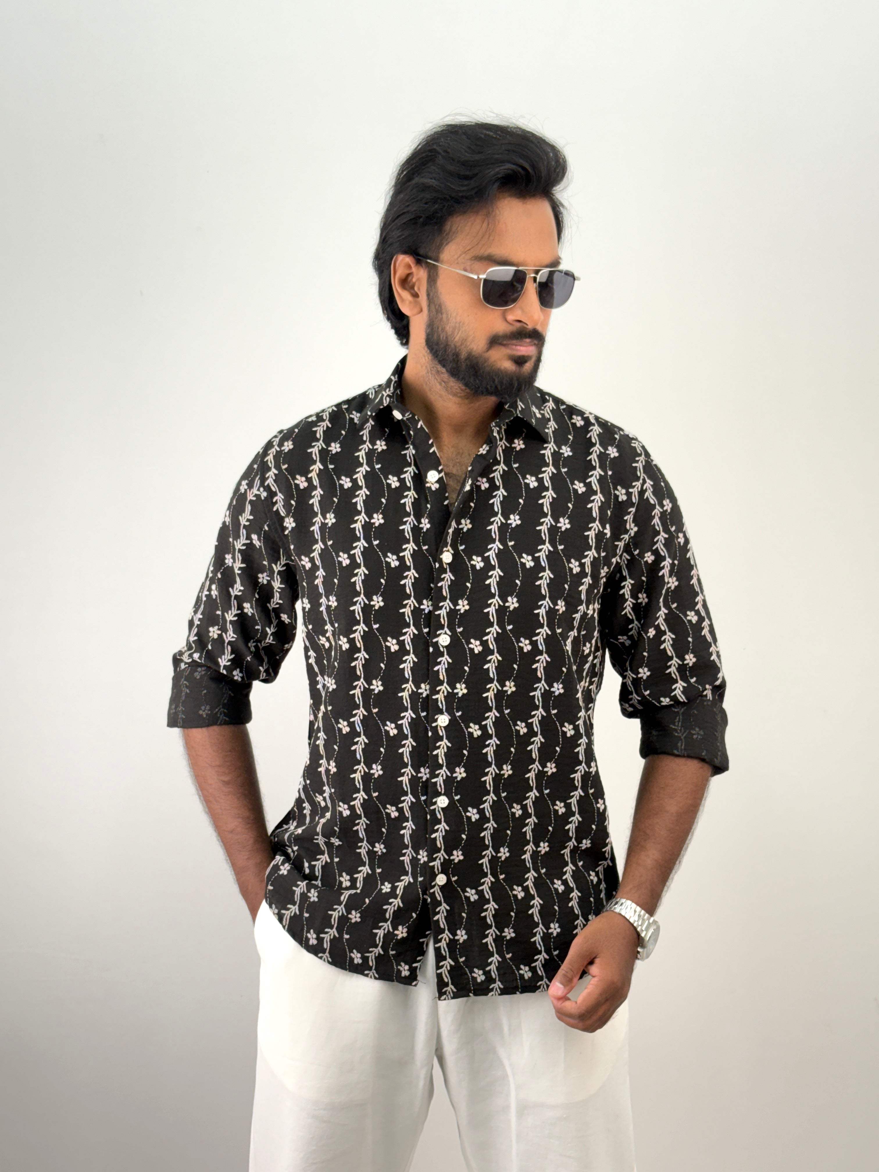 Black Stripe Printed Shirt