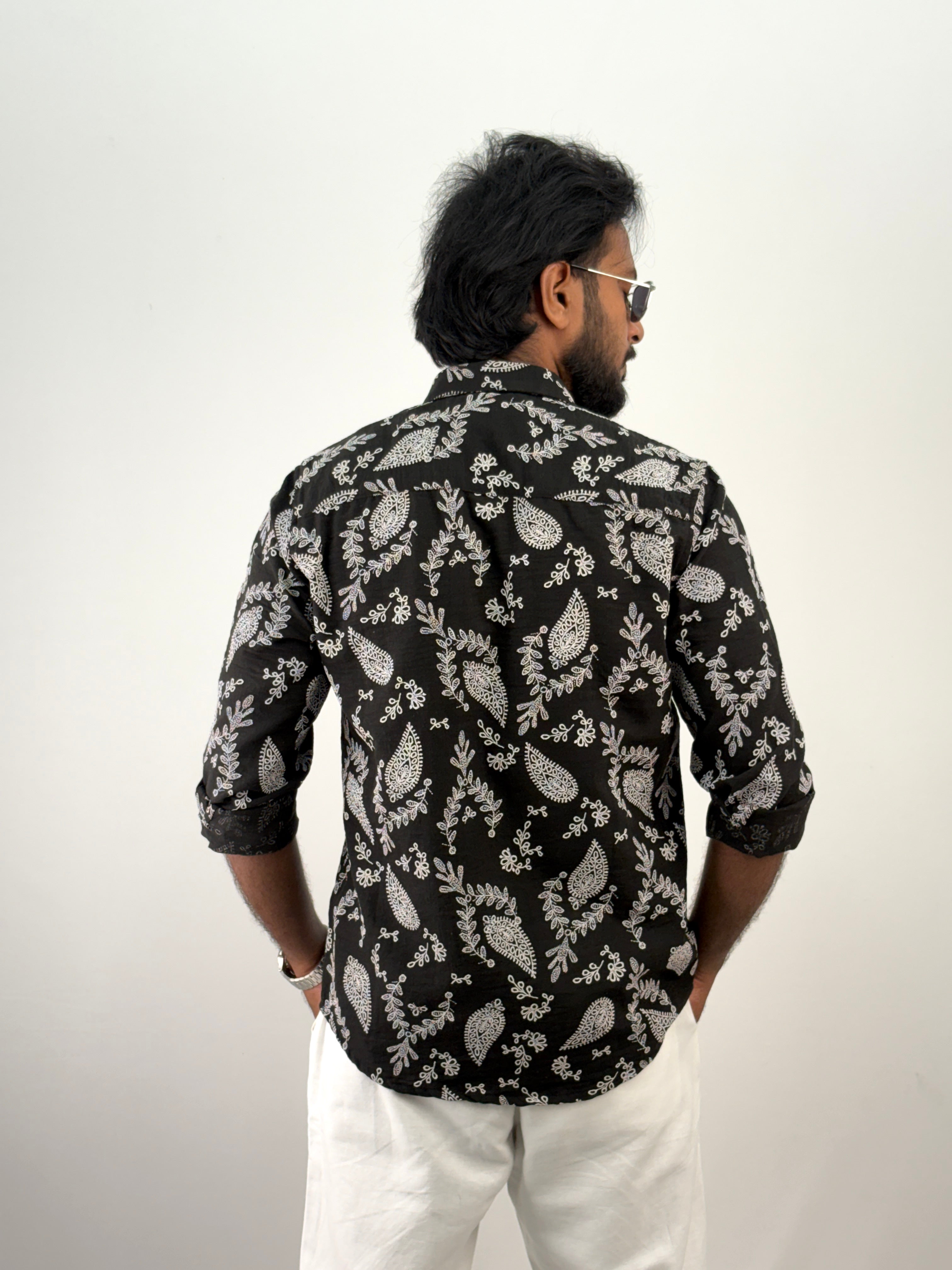 Black Floral Printed Shirt