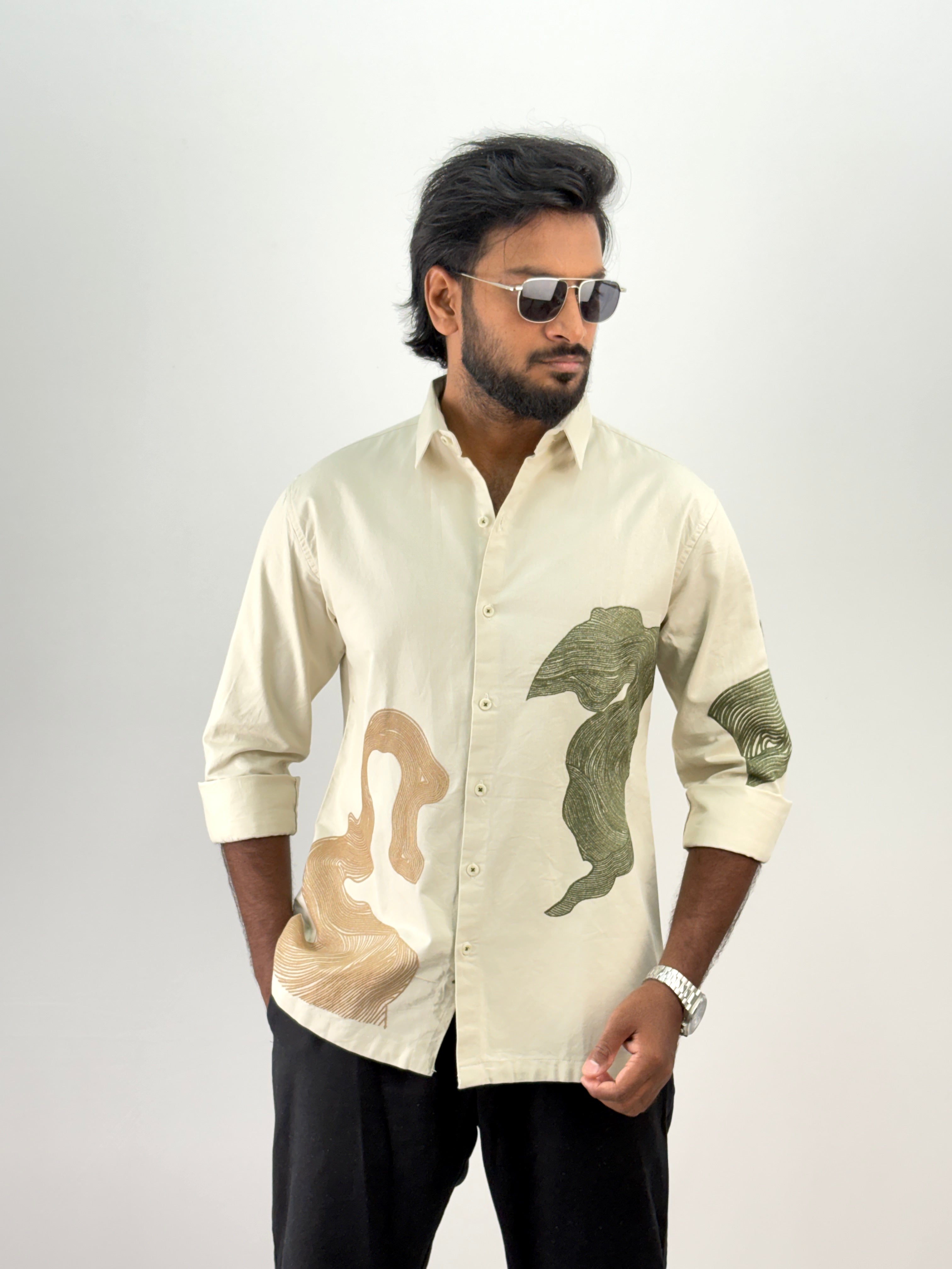 Cream Embroidery Shirt
