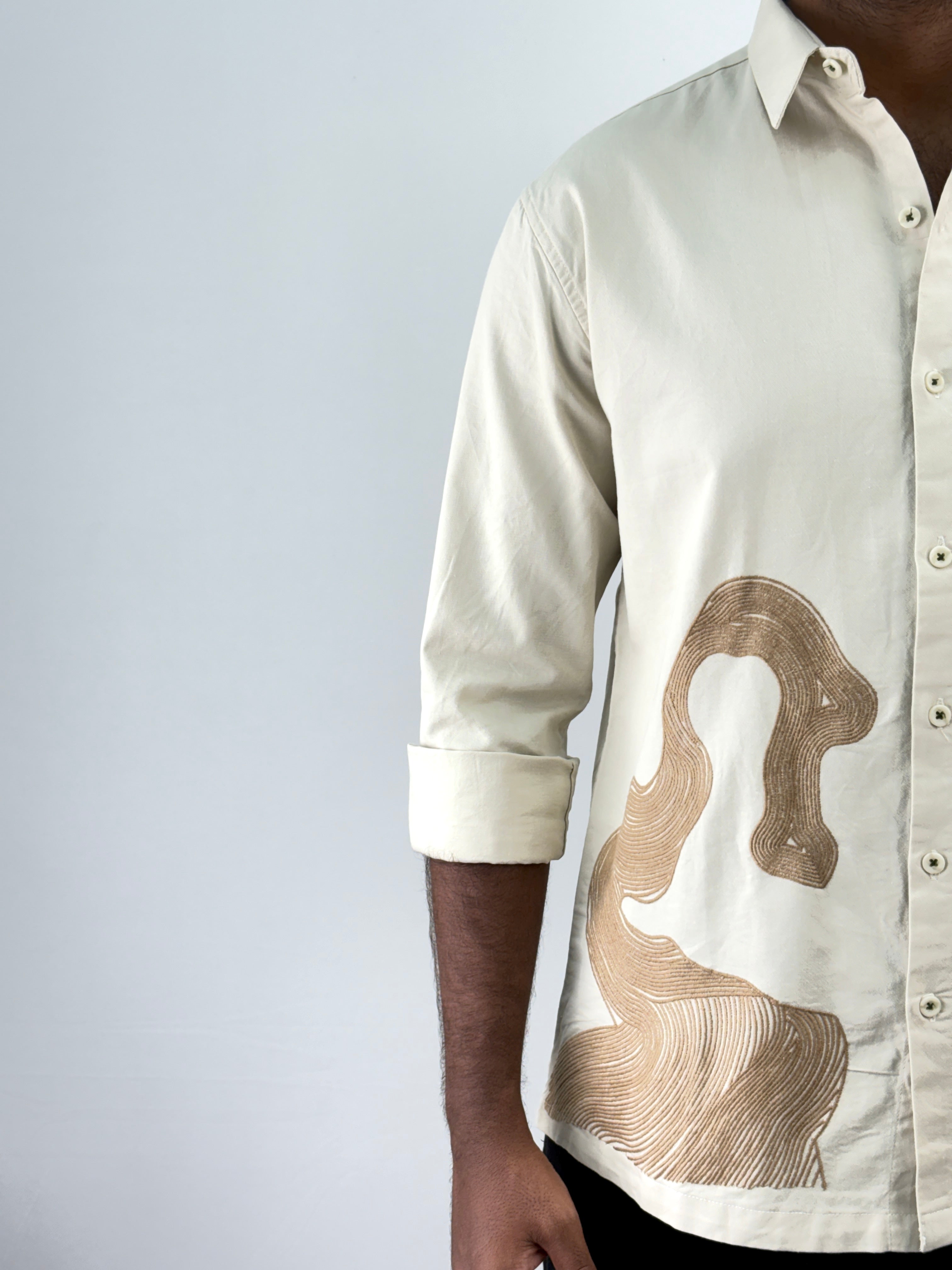 Cream Embroidery Shirt