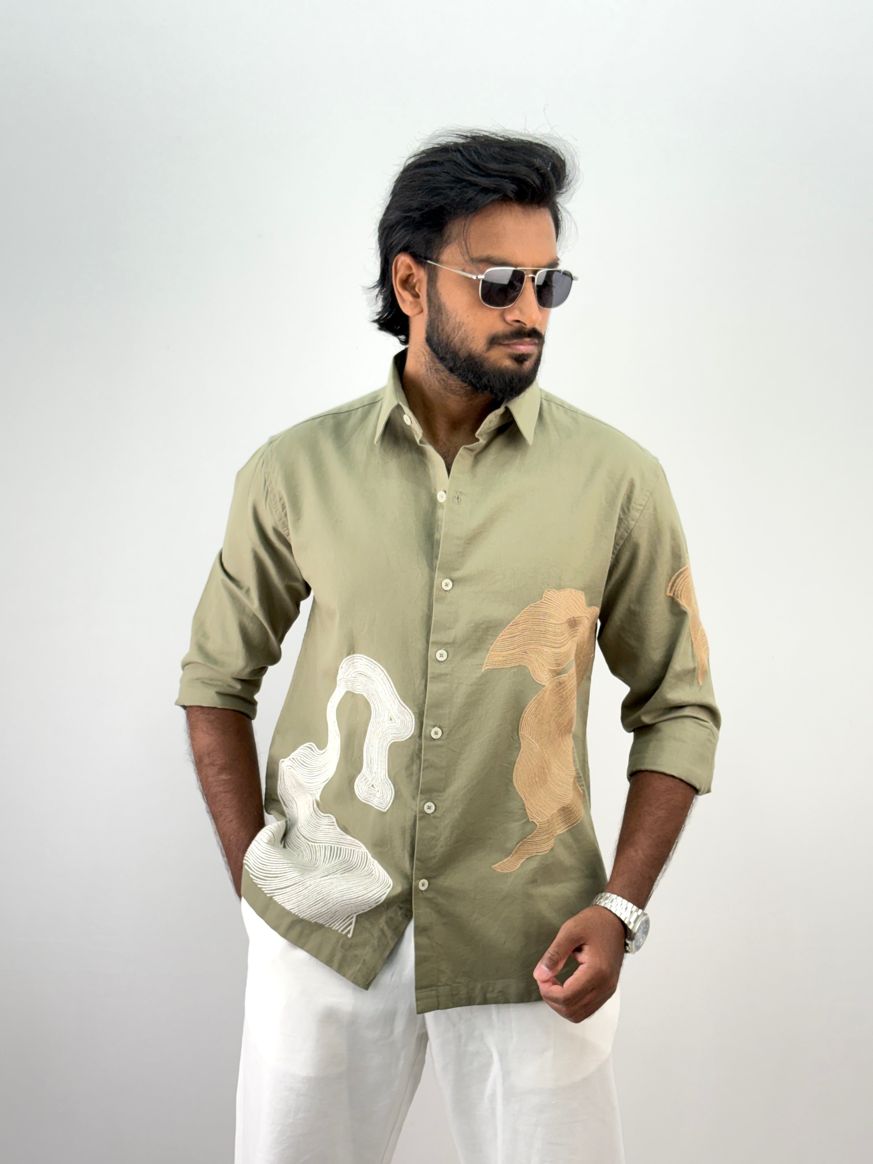 Green Embroidery Shirt