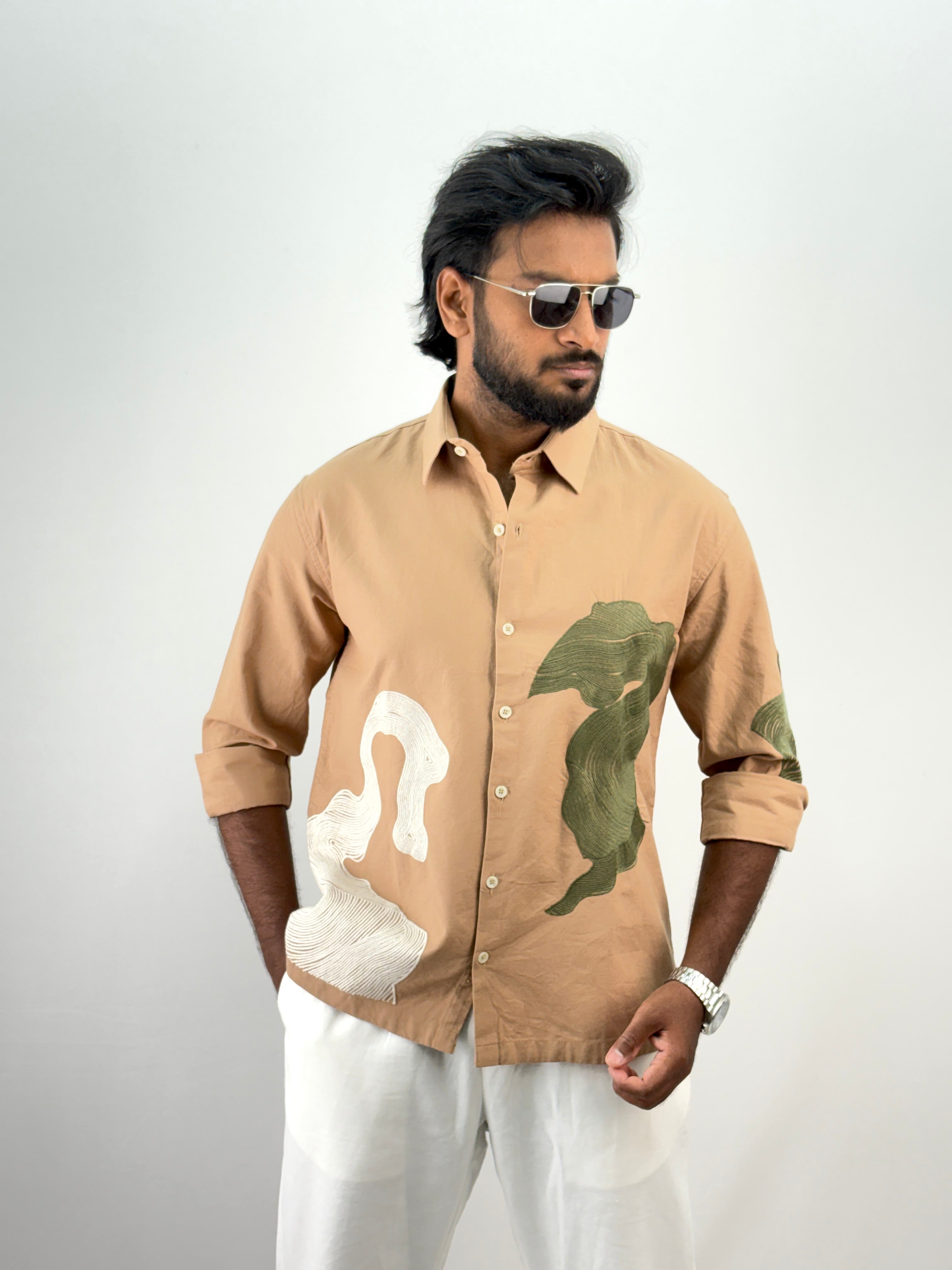 Khaki Embroidery Shirt