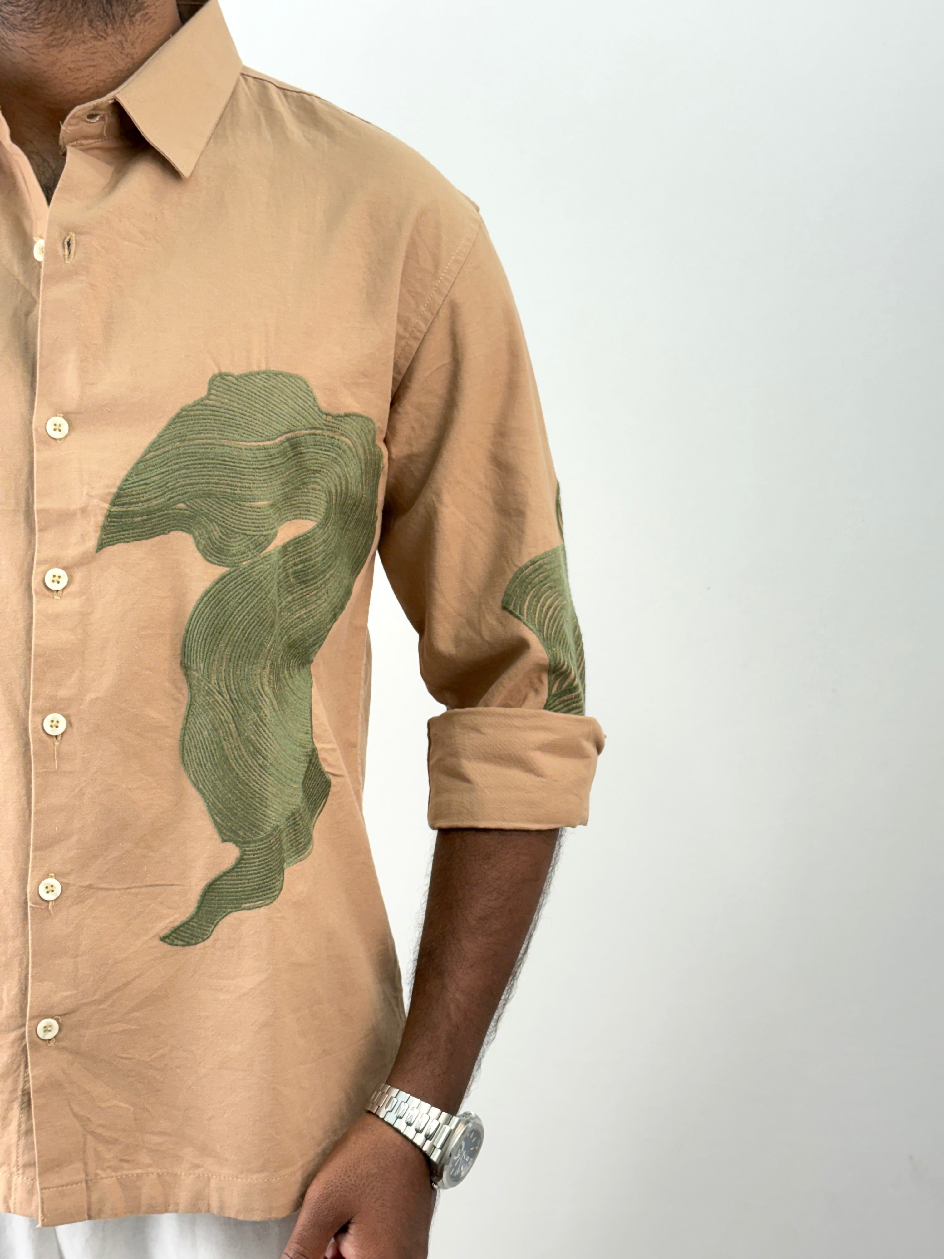 Khaki Embroidery Shirt