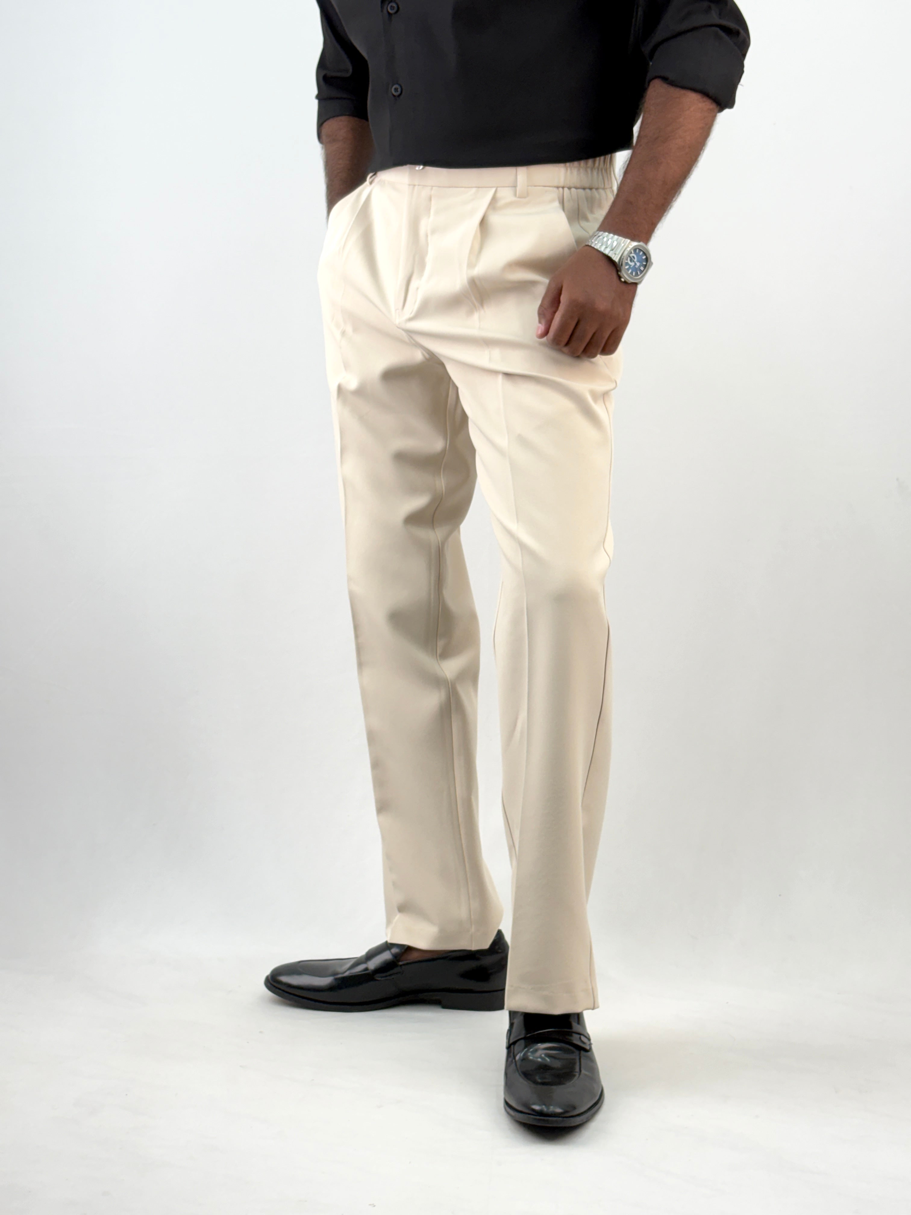 Cream Korean Baggy Pant