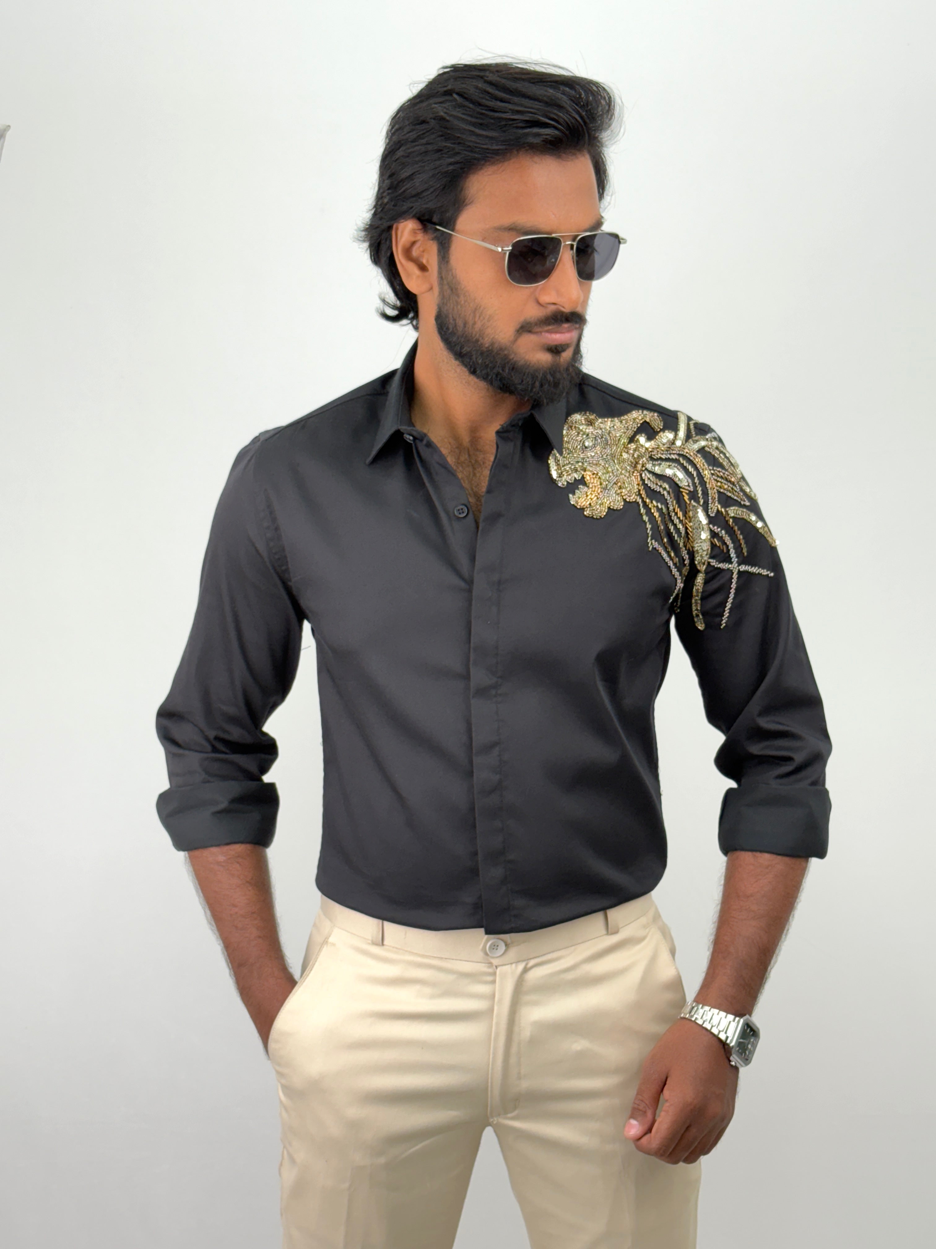 Black IMP Designer Stone Work Shirt