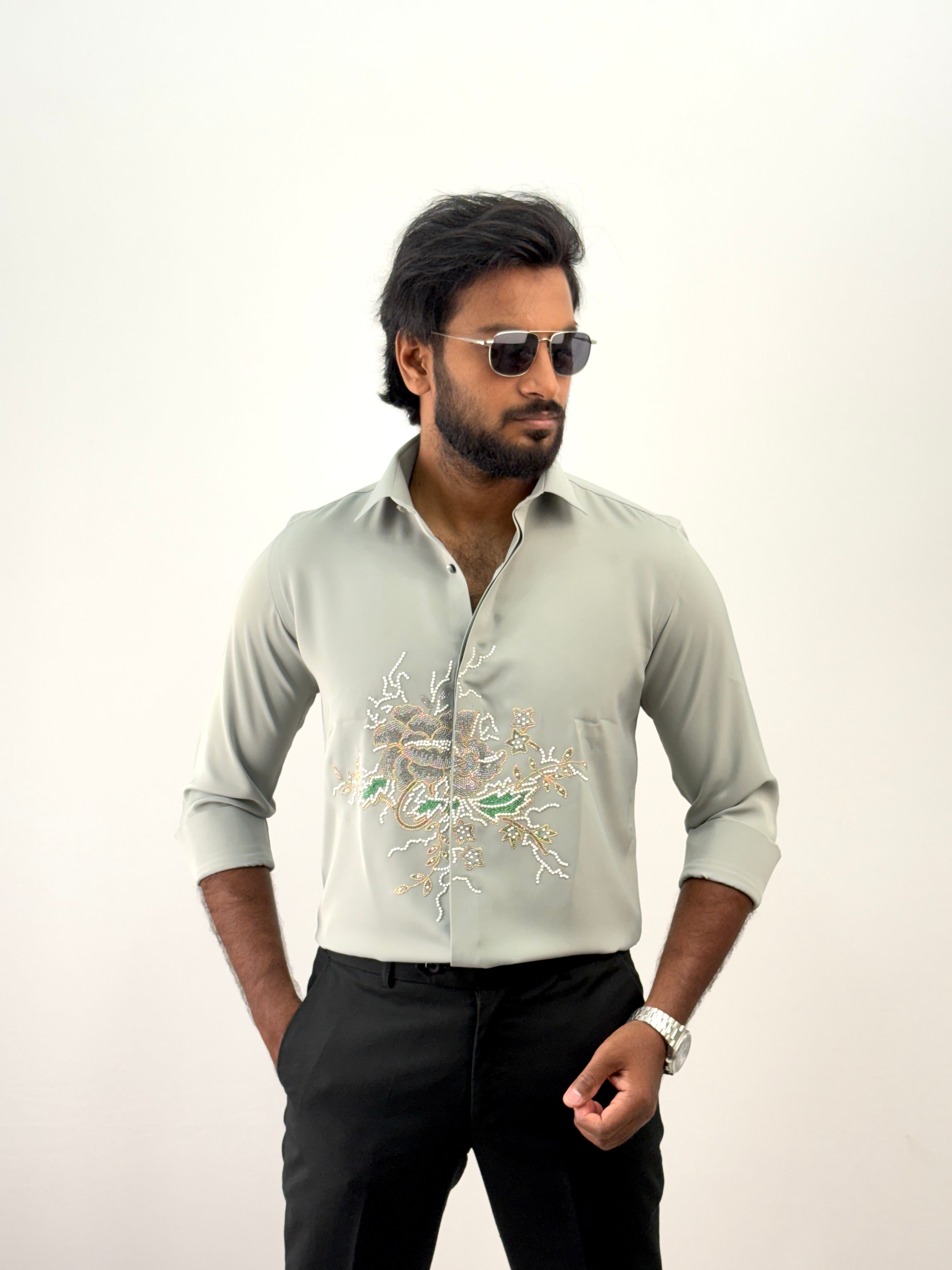Light Luxury Designer Stone Work Shirt 17