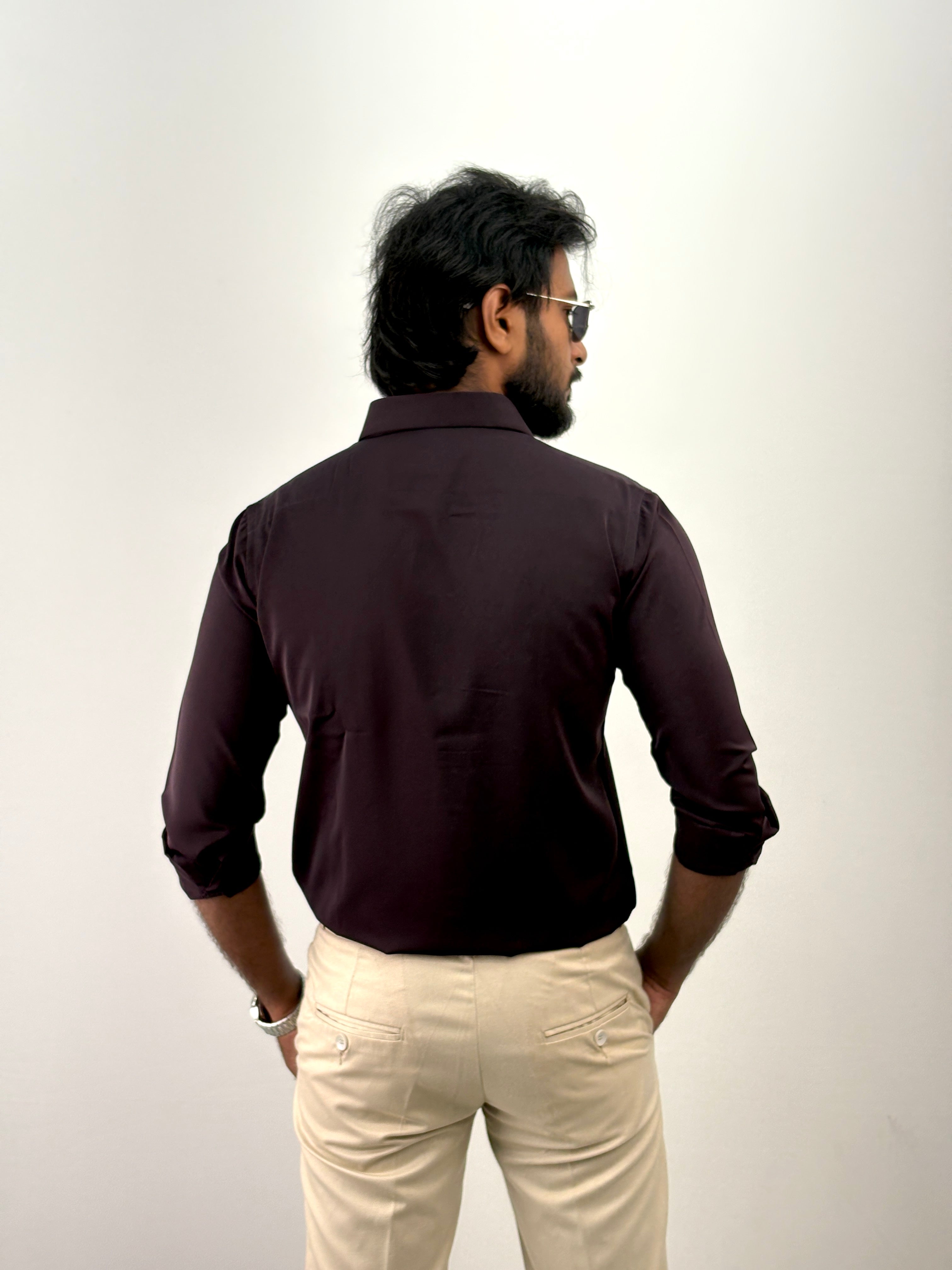 Wine Luxury Designer Stone Work Shirt 17
