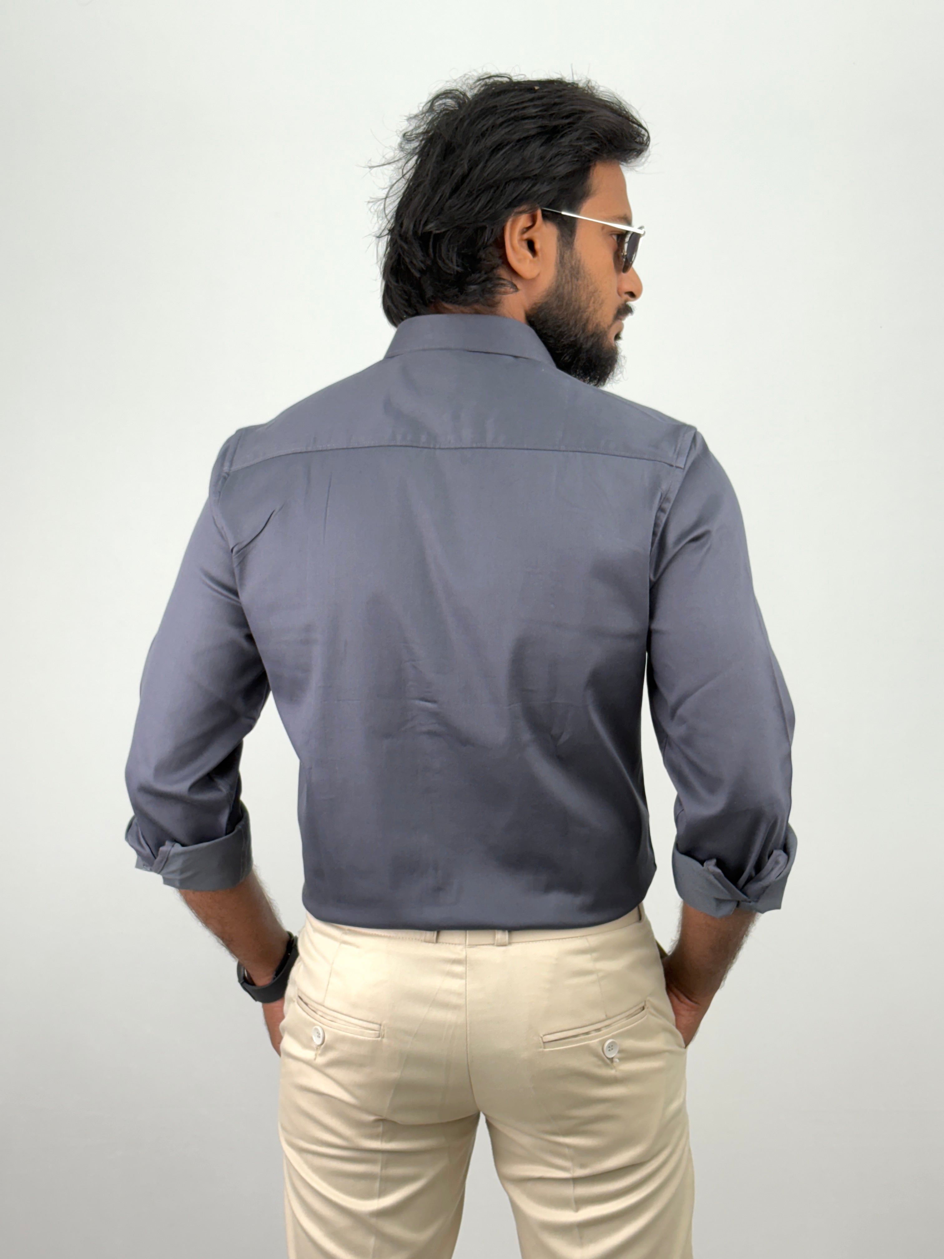 Dark Grey Designer Satin Shirt