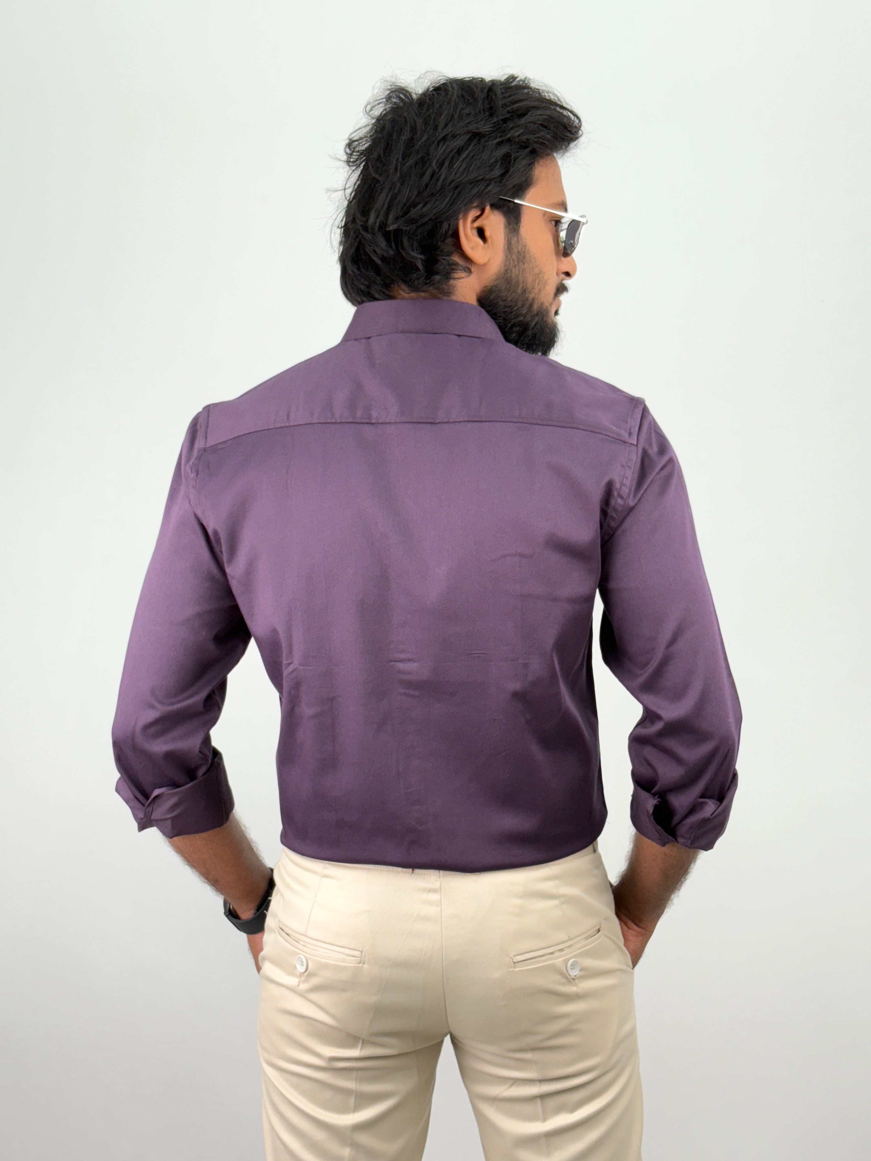 Dark Violet Designer Satin Shirt