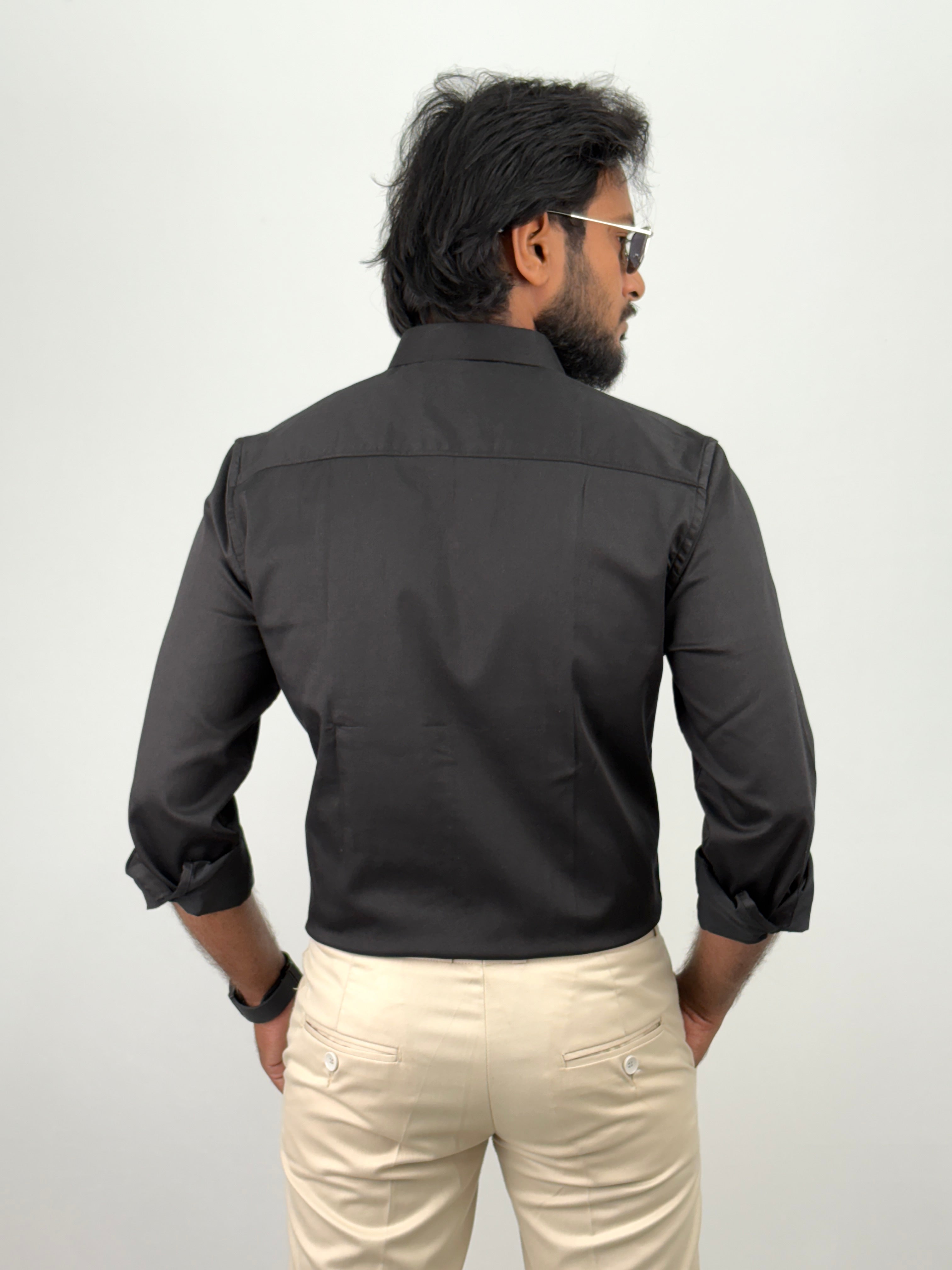 Black Designer Satin Shirt