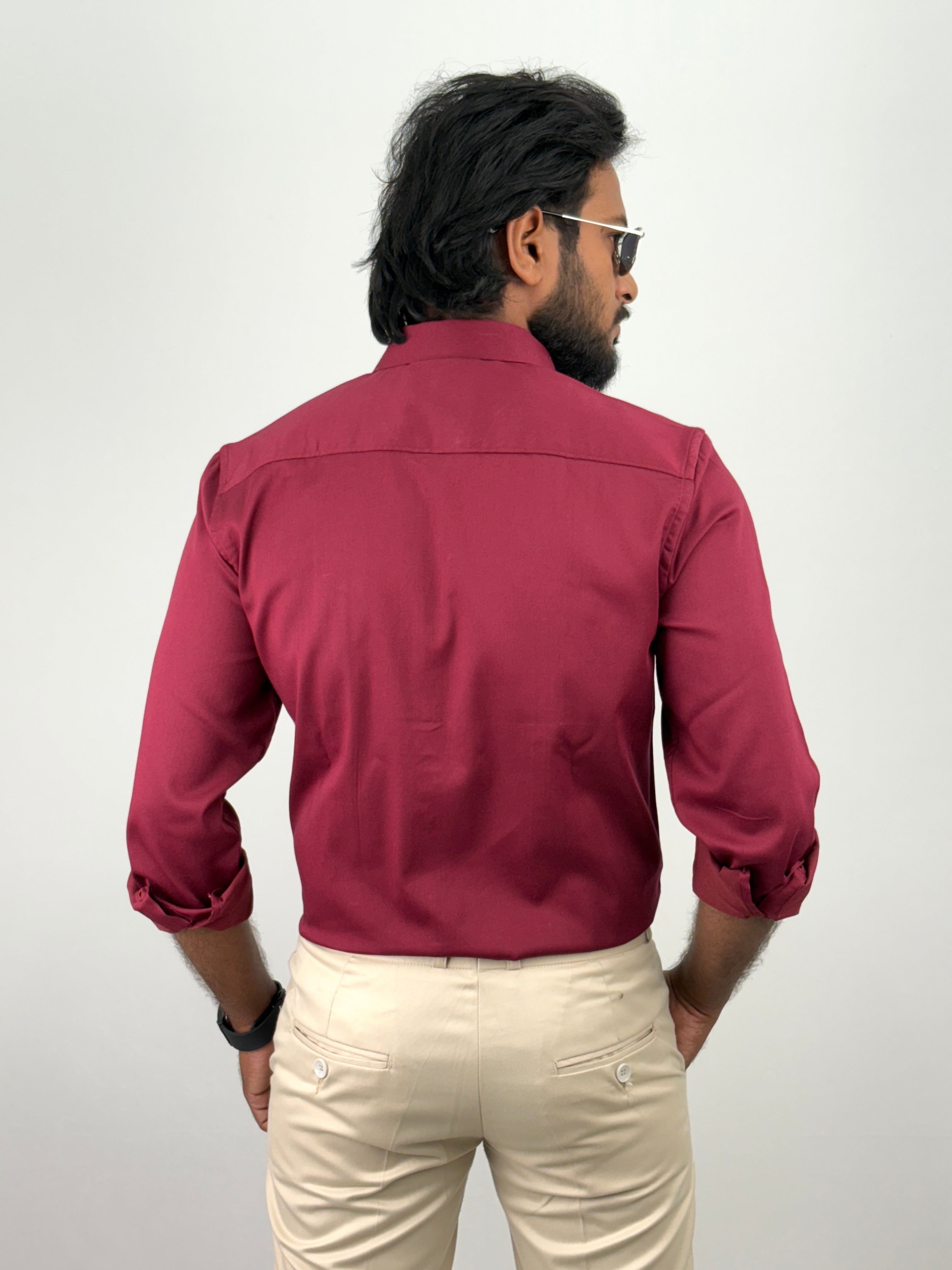 Maroon Designer Satin Shirt