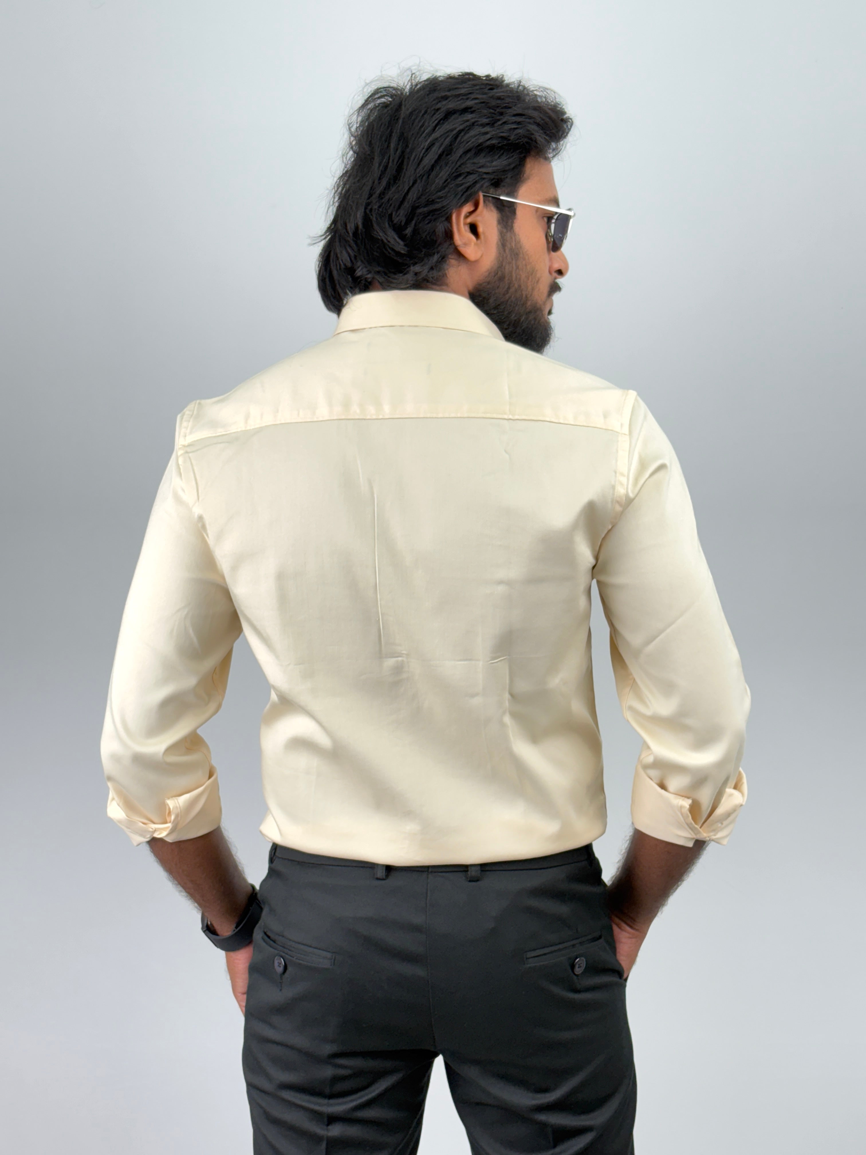 Cream Designer Satin Shirt