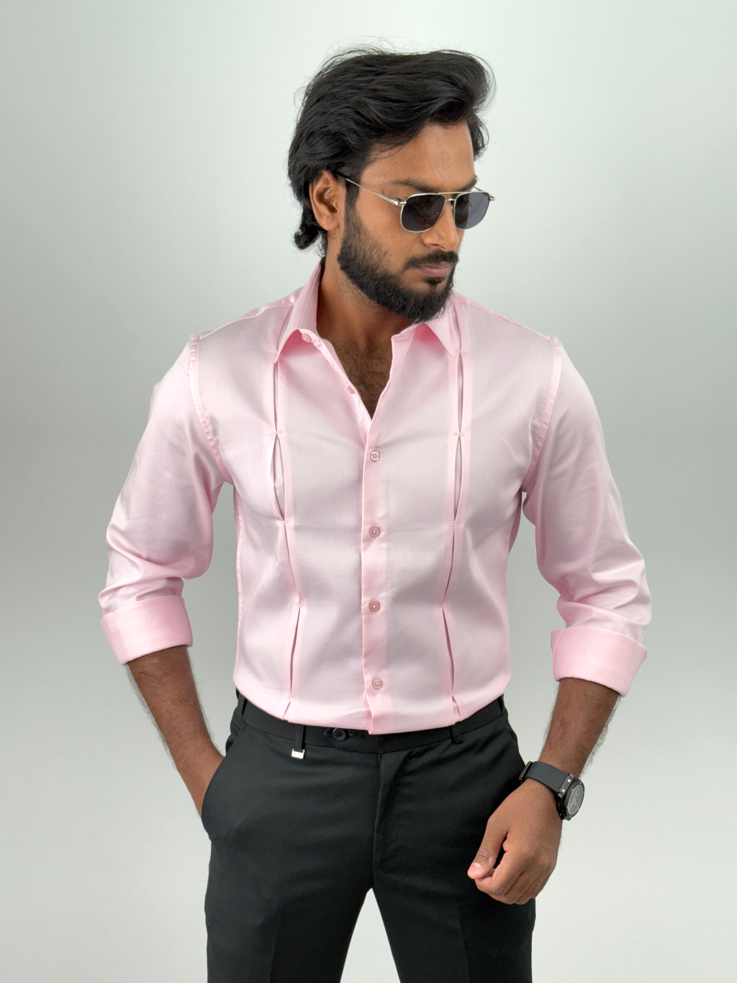 Light PInk Designer Satin Shirt