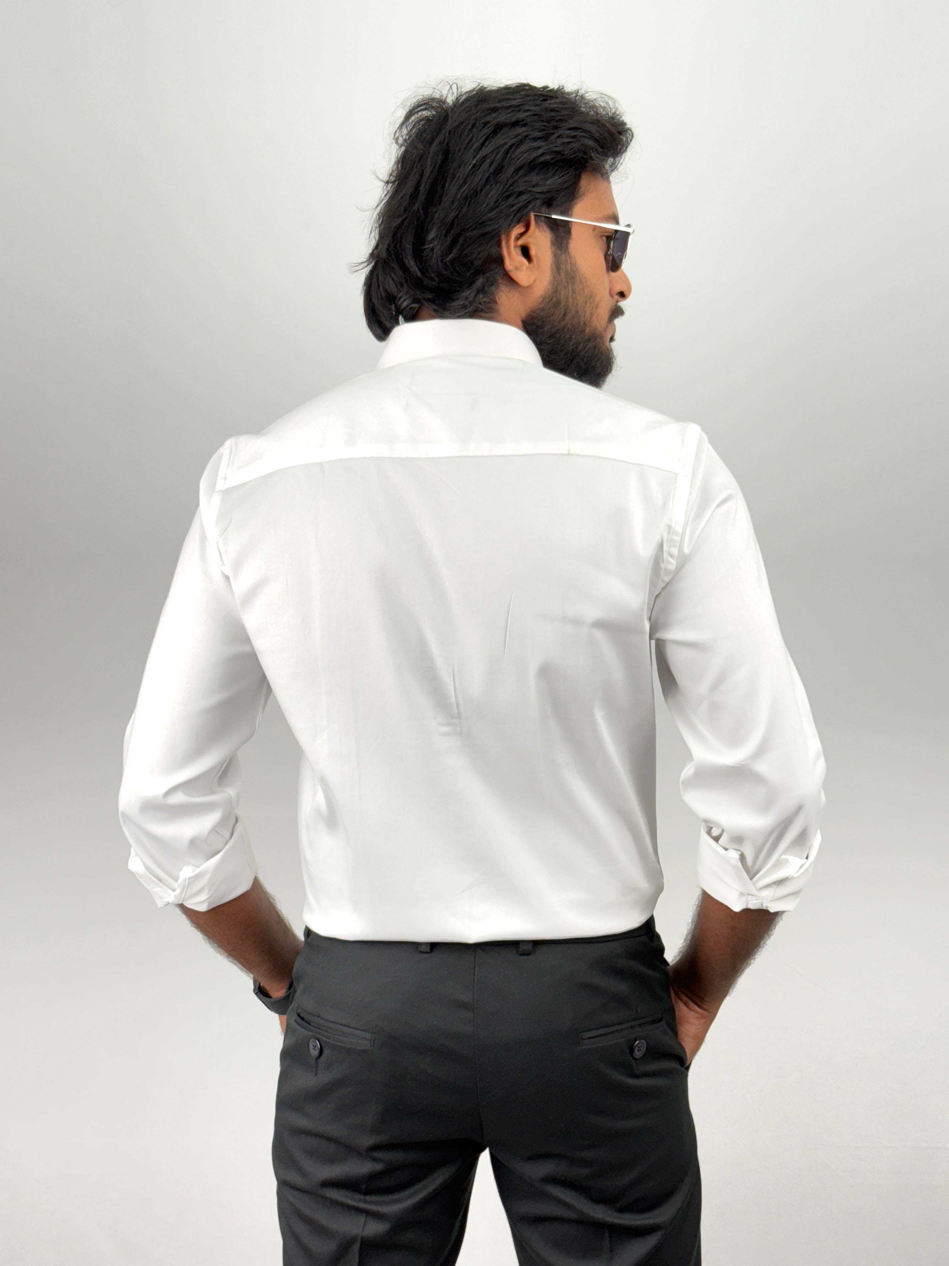 White Designer Satin Shirt