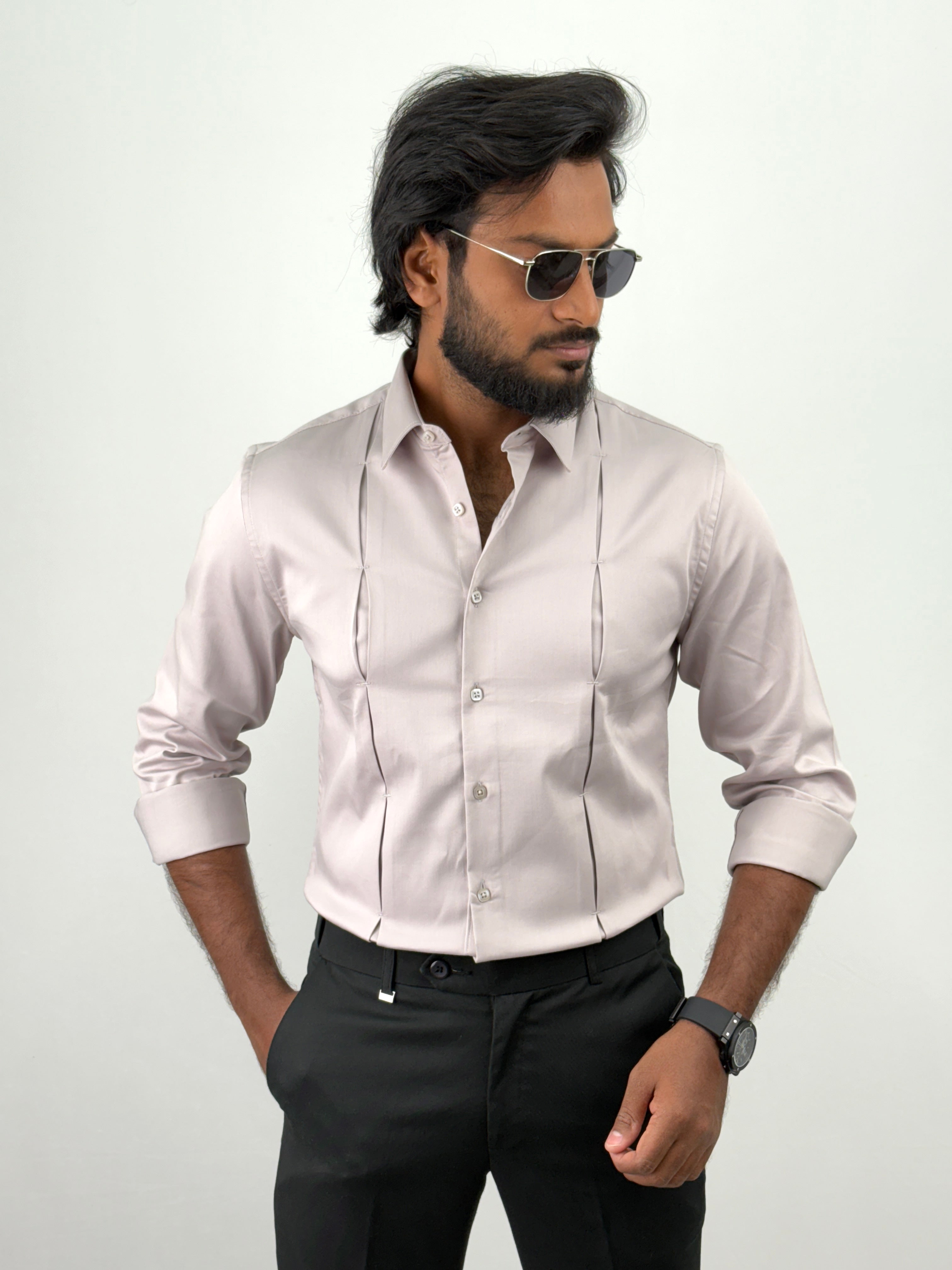 Grey Designer Satin Shirt