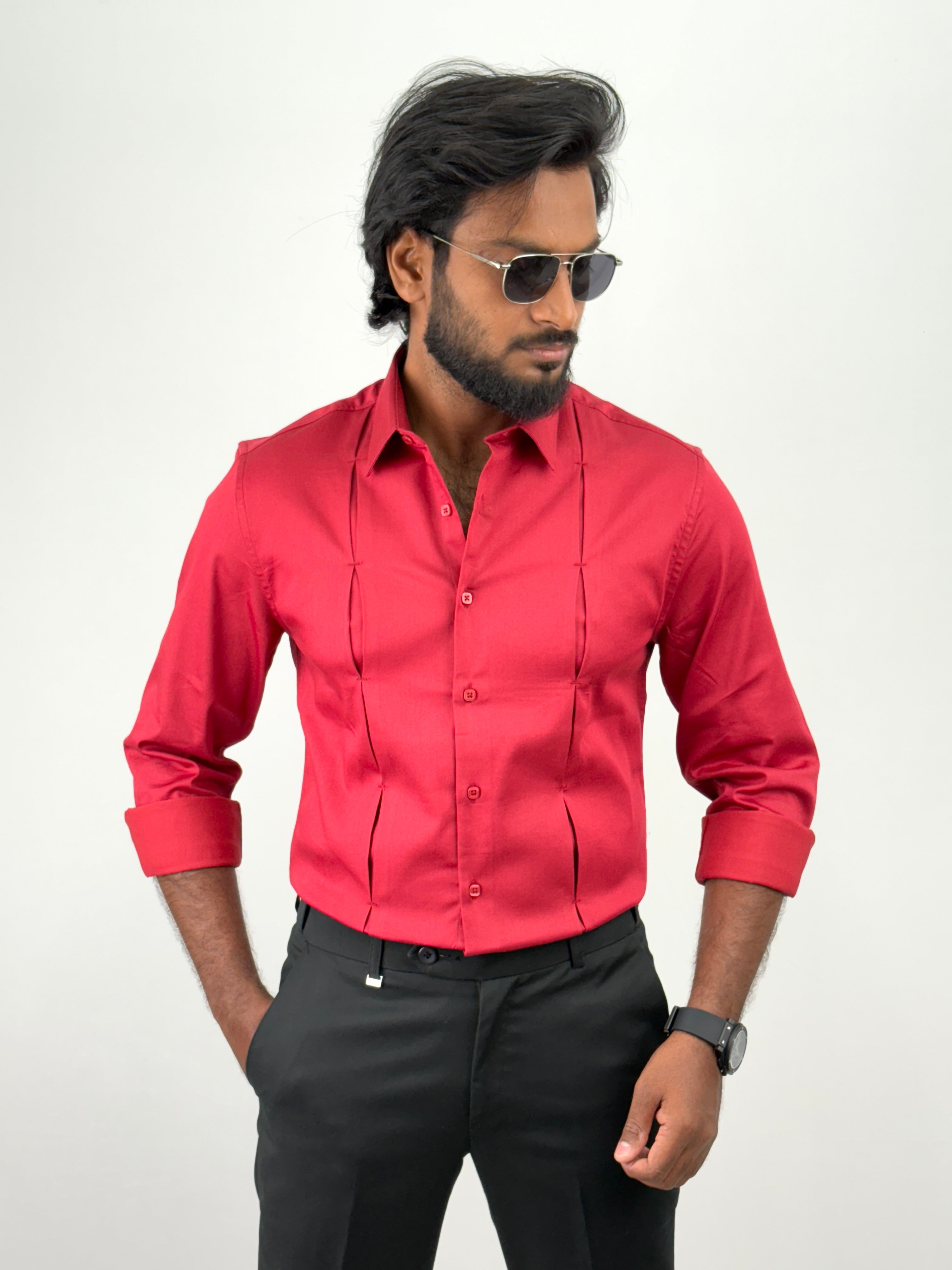 Red Designer Satin Shirt