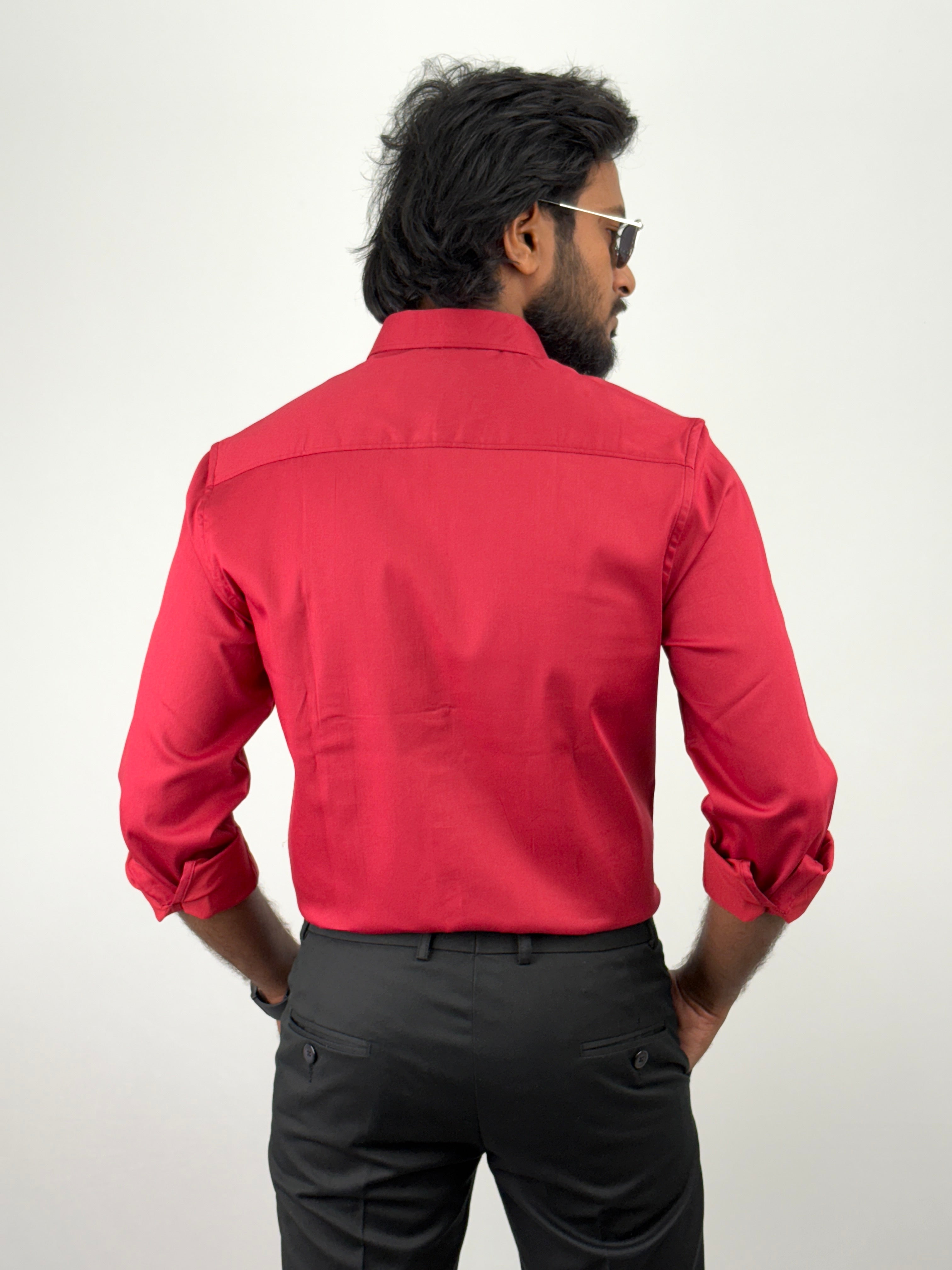 Red Designer Satin Shirt