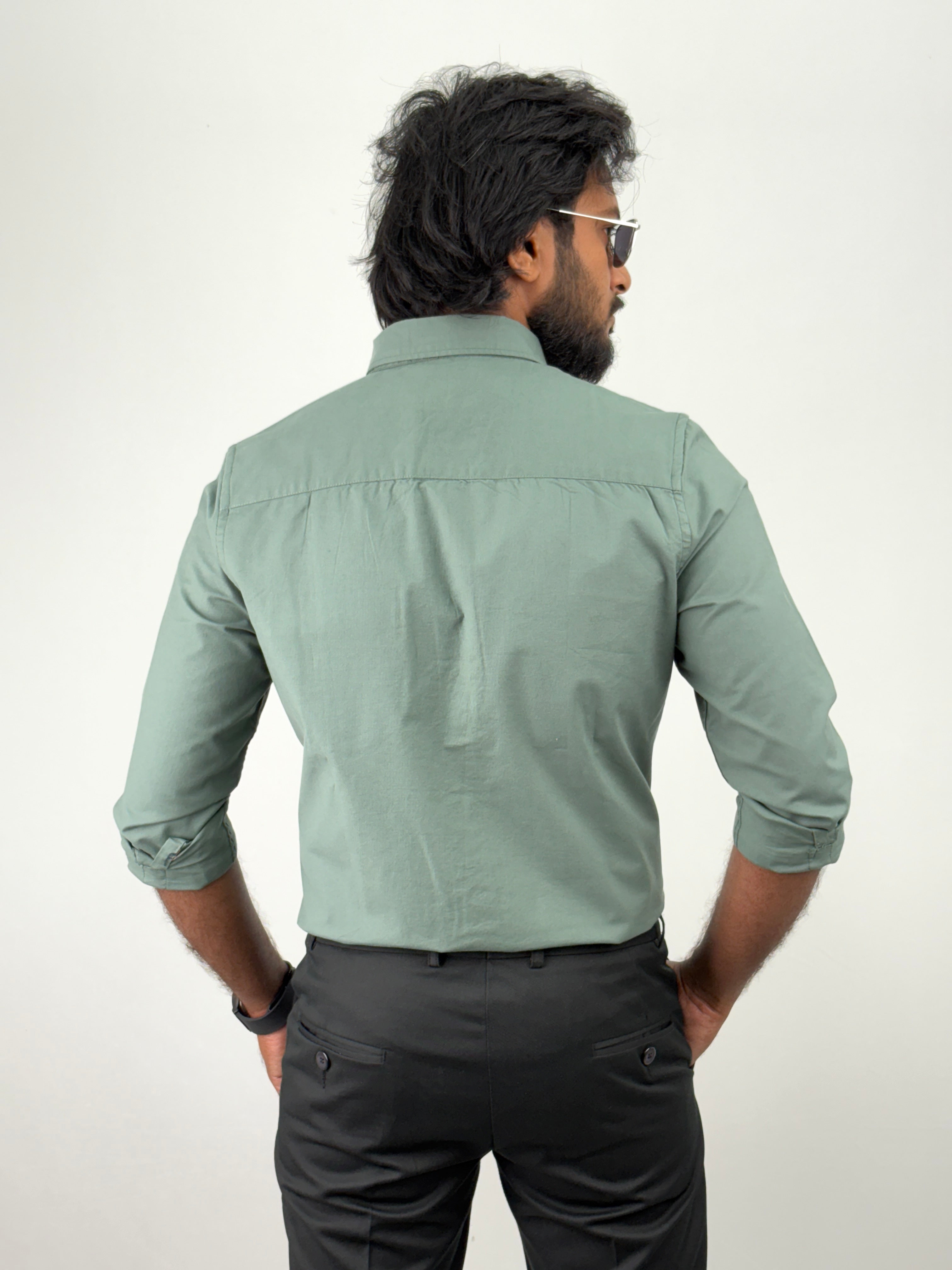 Slate Green Plain Oxford Shirt