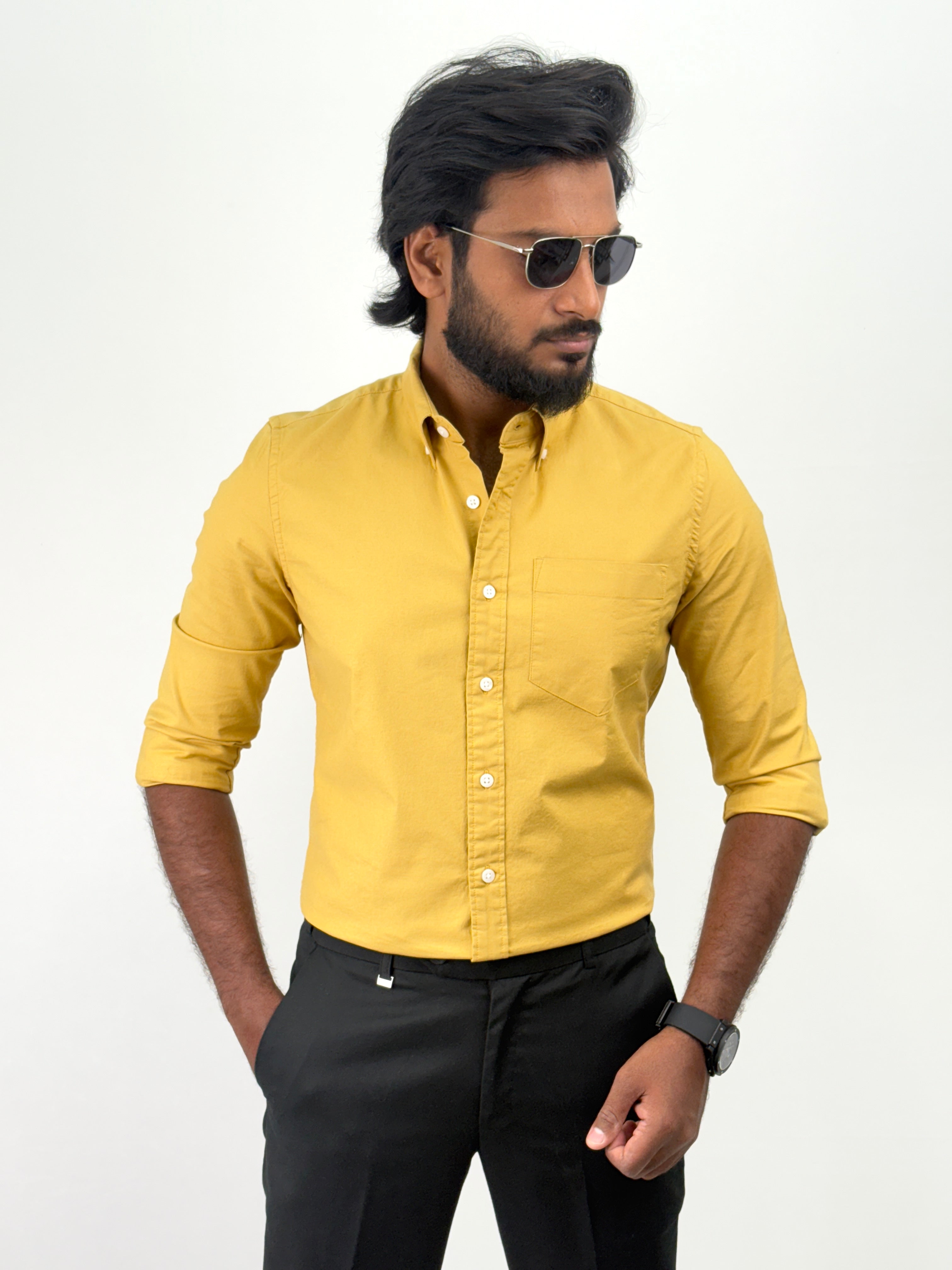 Yellow Plain Oxford Shirt