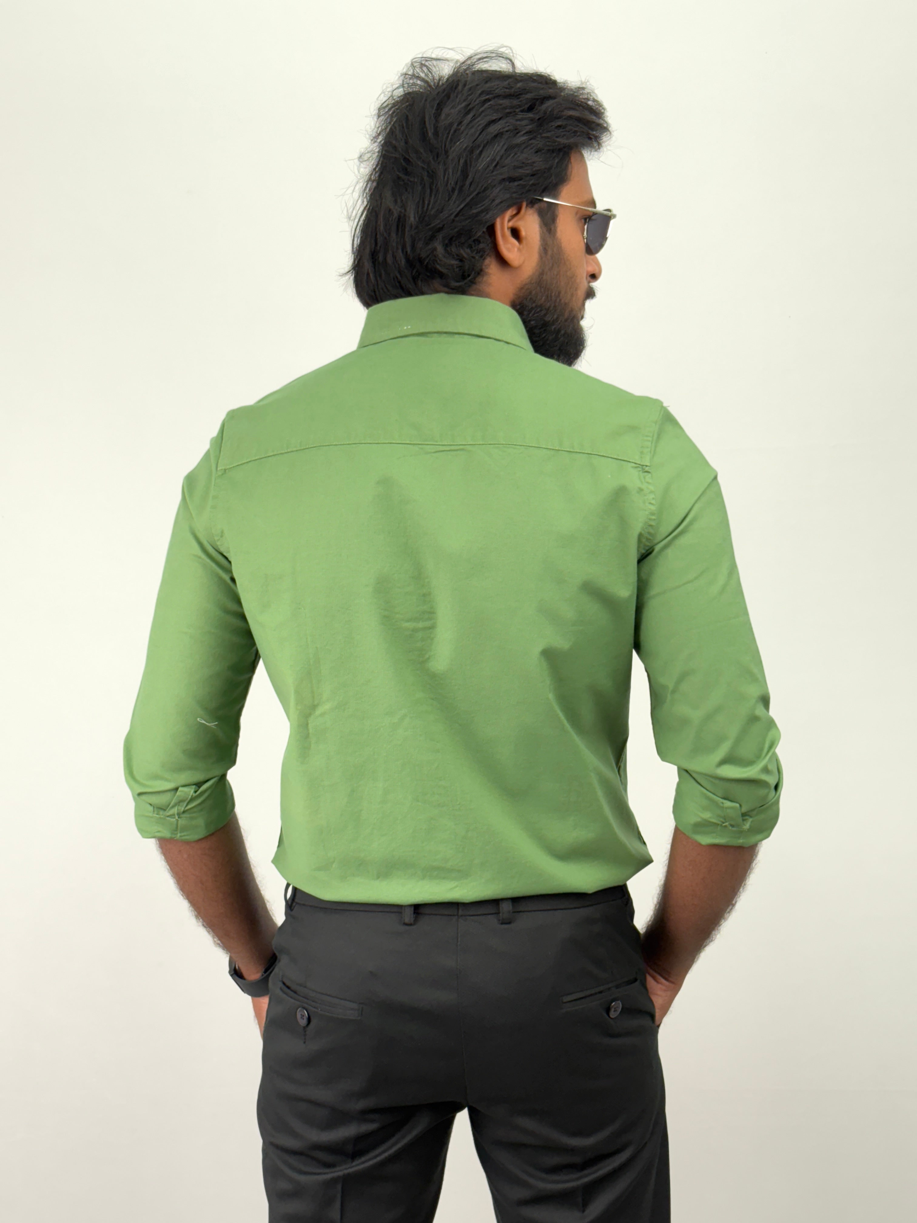 Green Plain Oxford Shirt