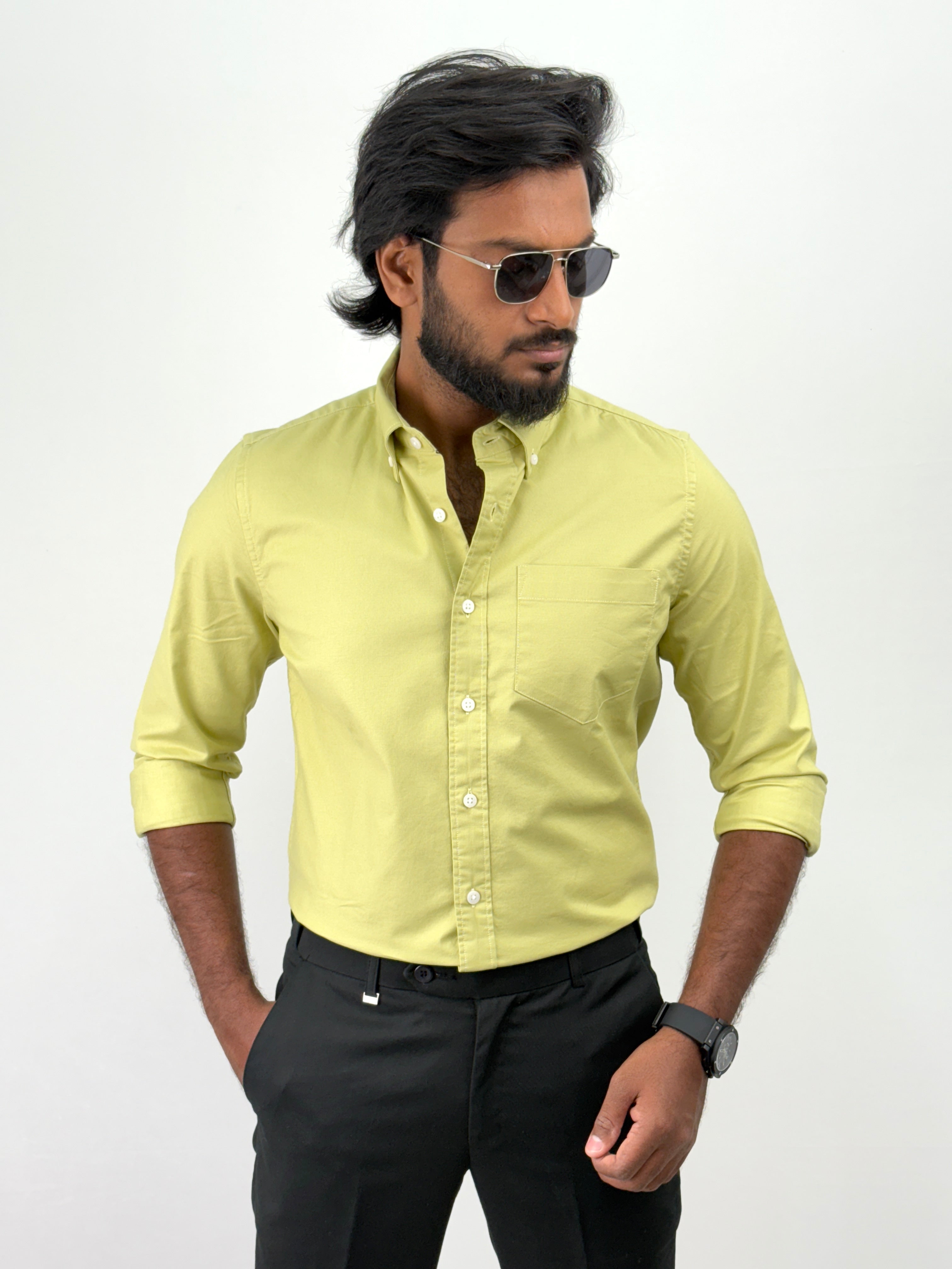 Light Green Plain Oxford Shirt