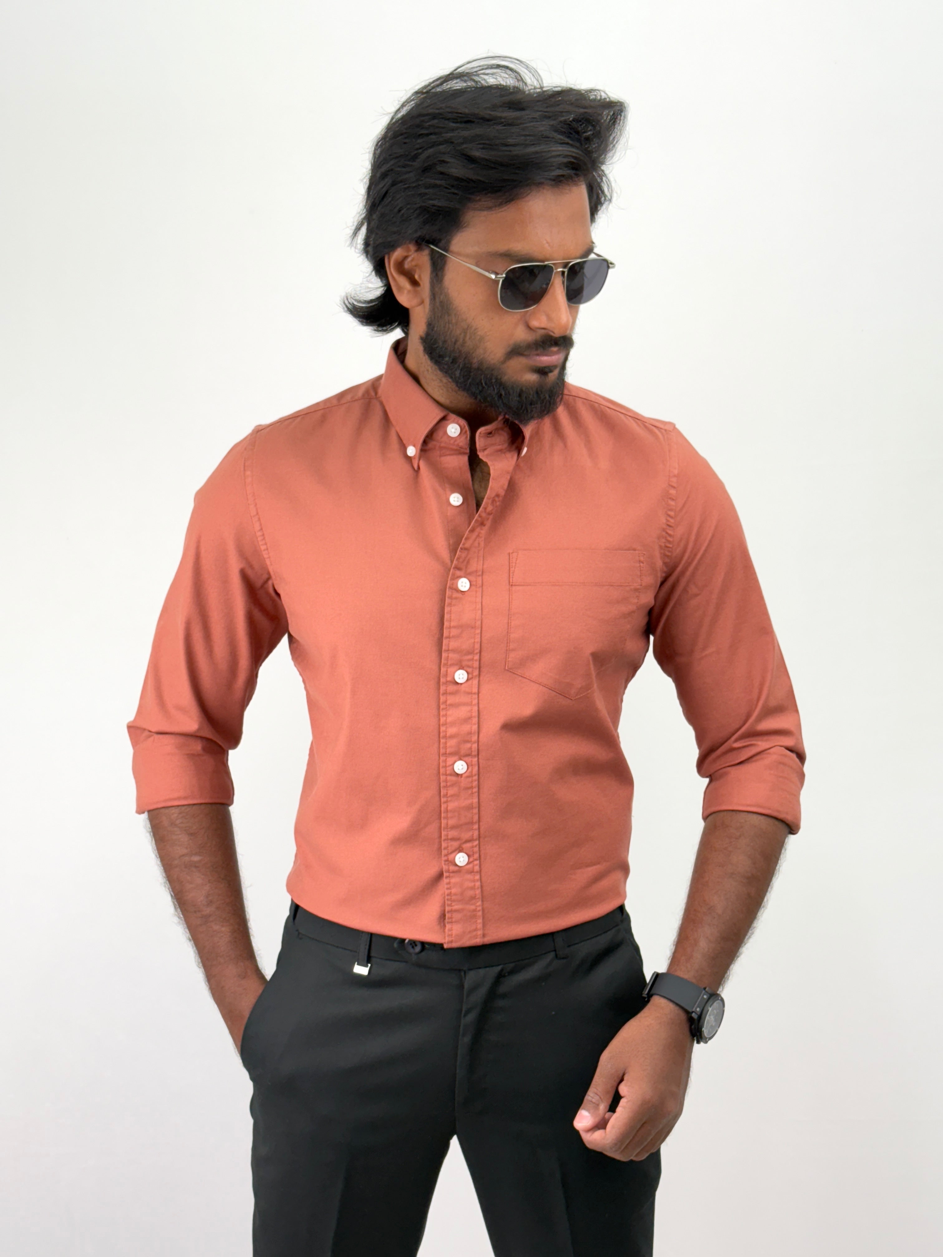 Light Cherry Plain Oxford Shirt