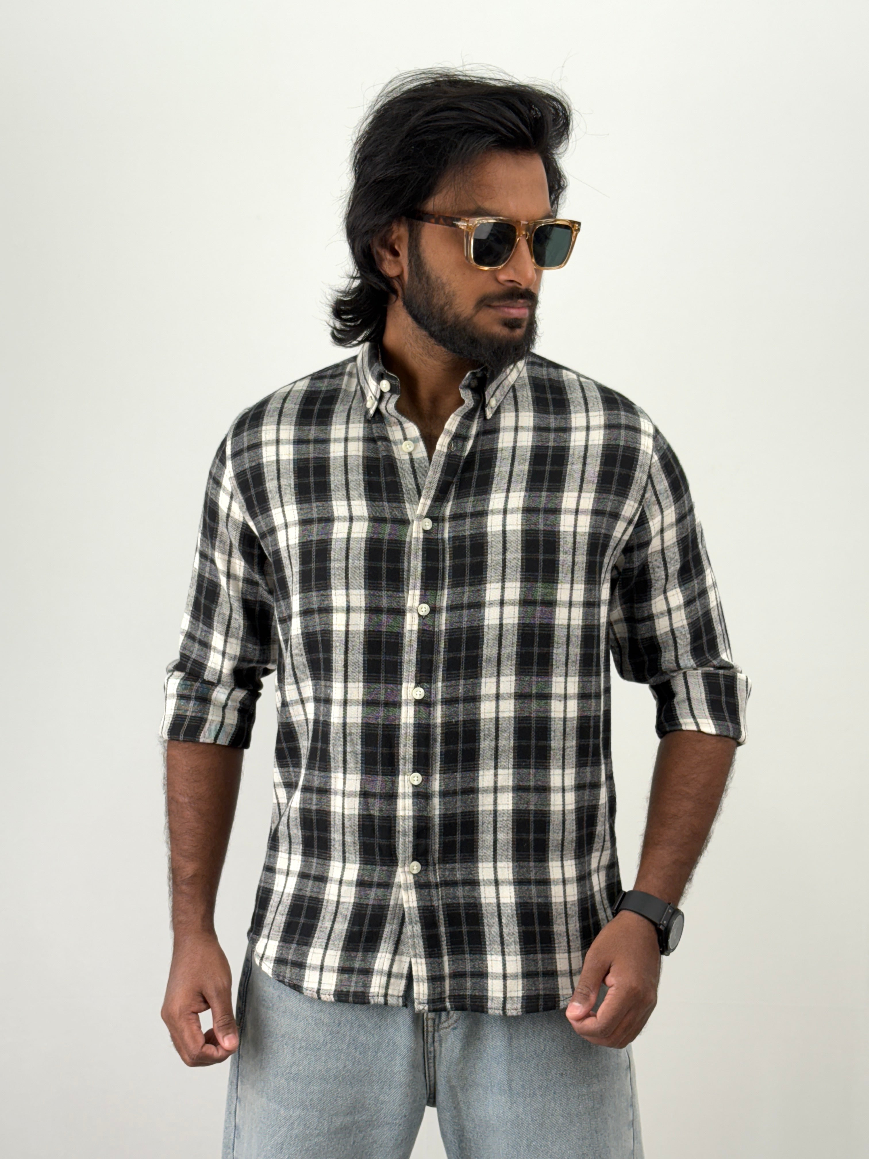 White Black Flannel Shirt