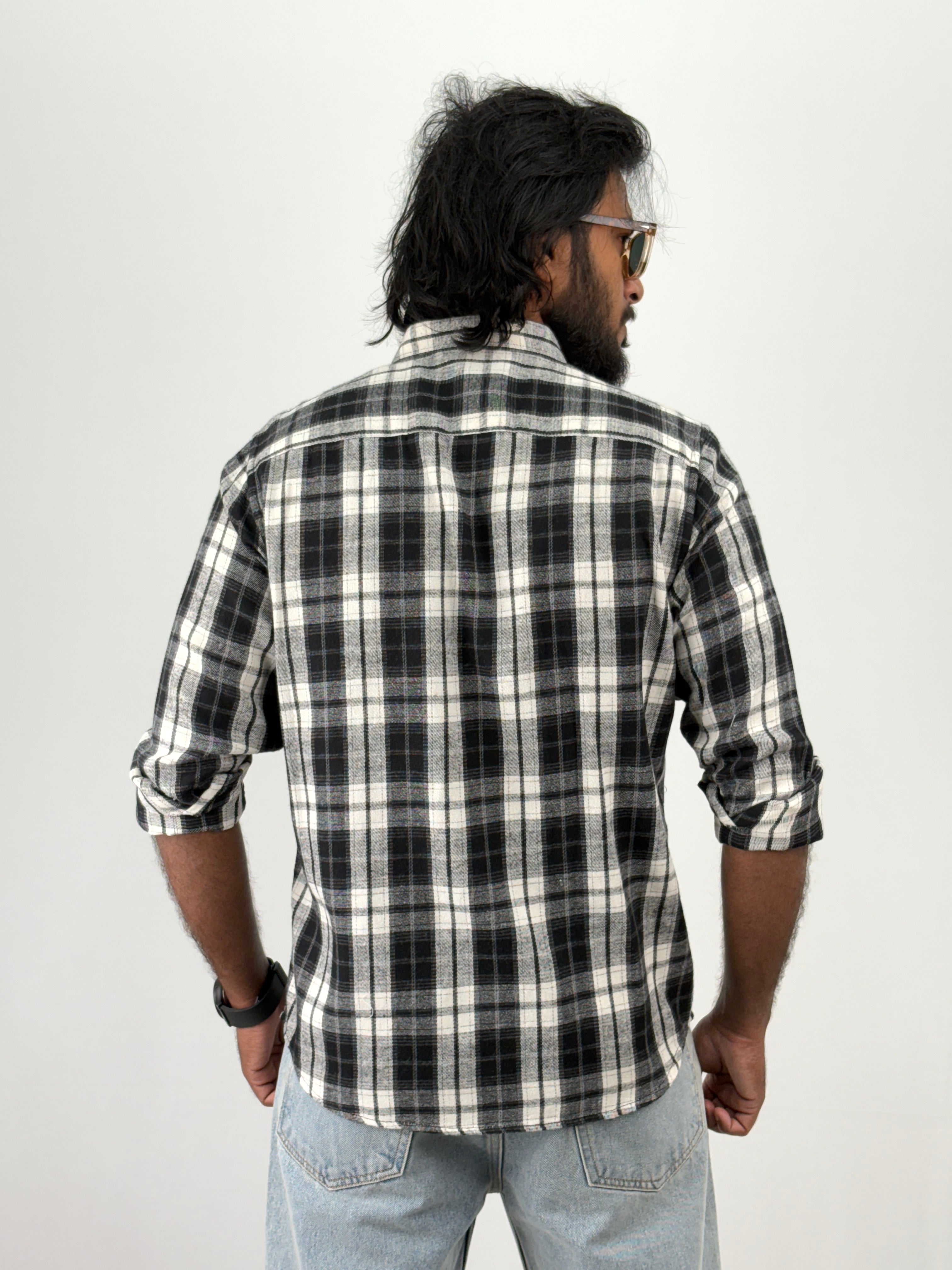 White Black Flannel Shirt