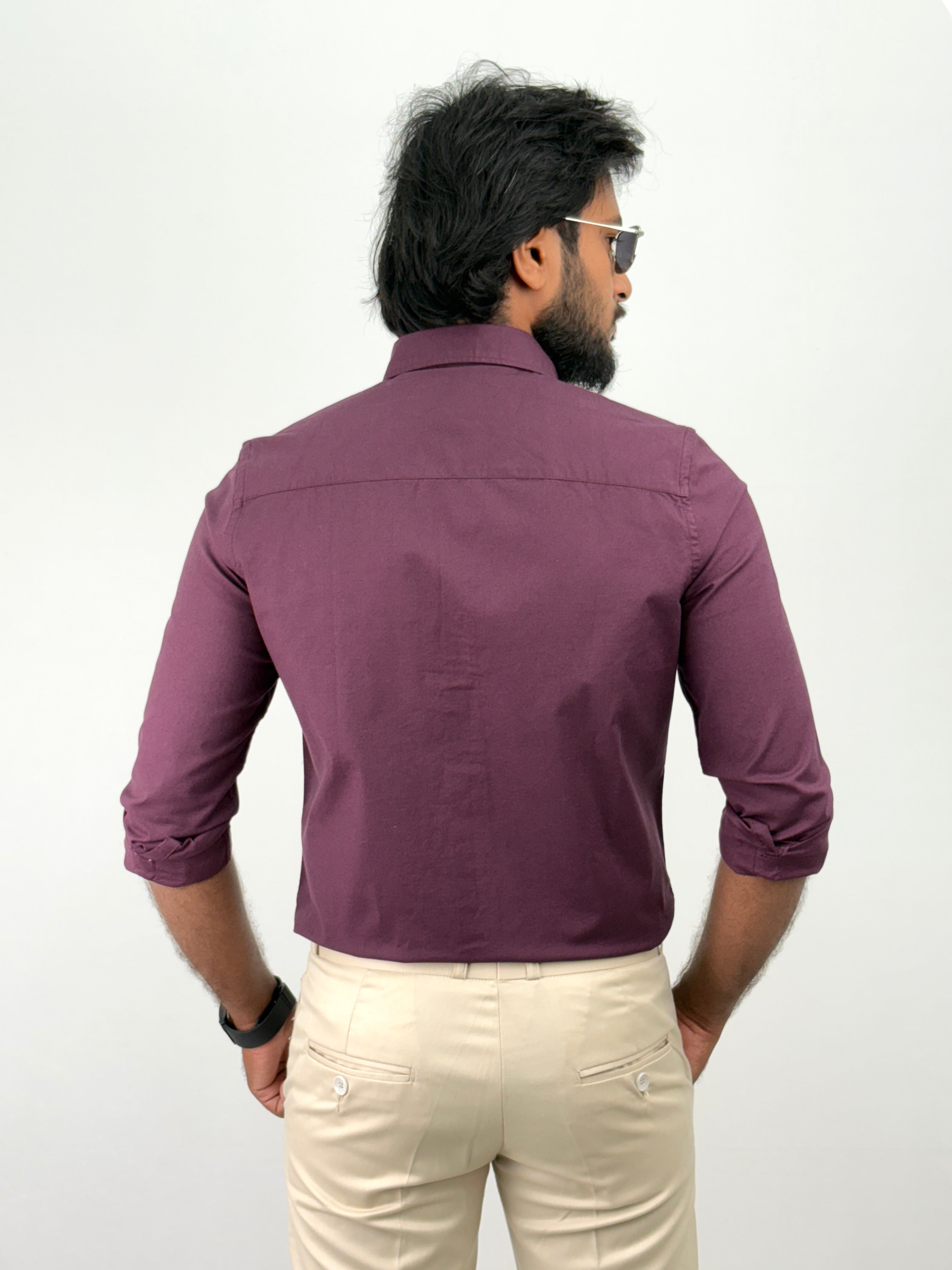 Wine Plain Oxford Shirt