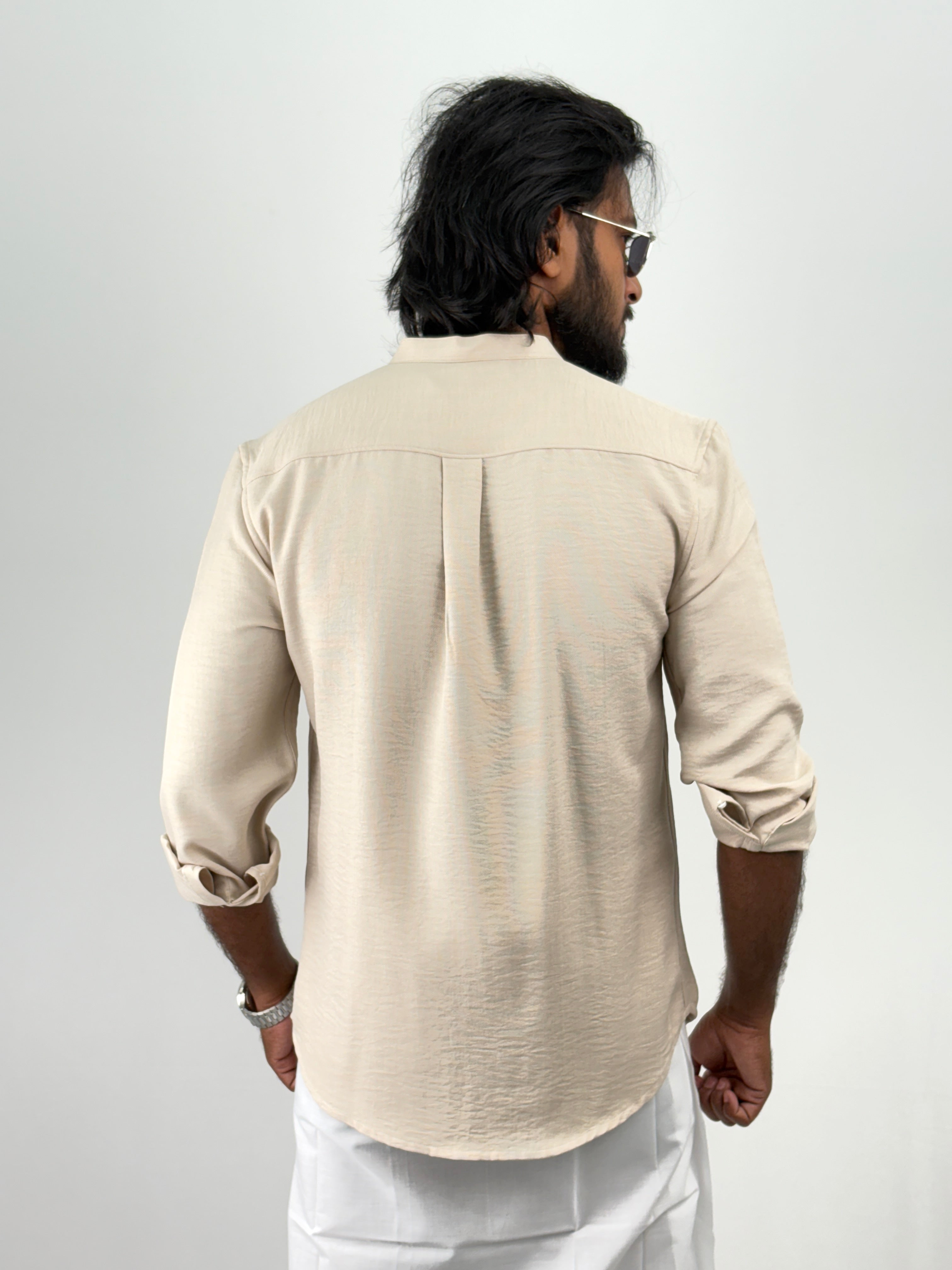 Beige IMP Mandarin Collar Shirt