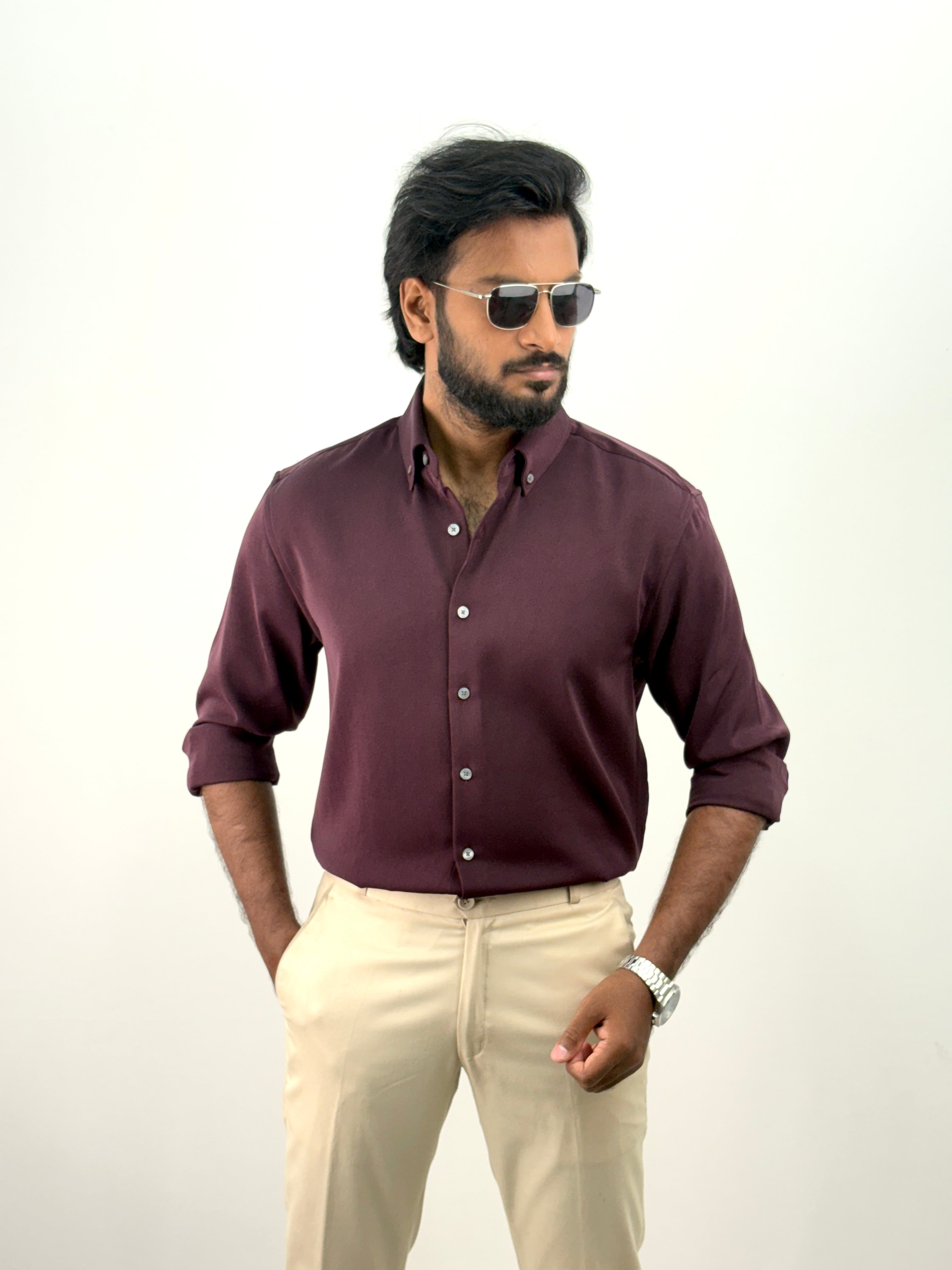 Maroon Luxury Plain Shirt