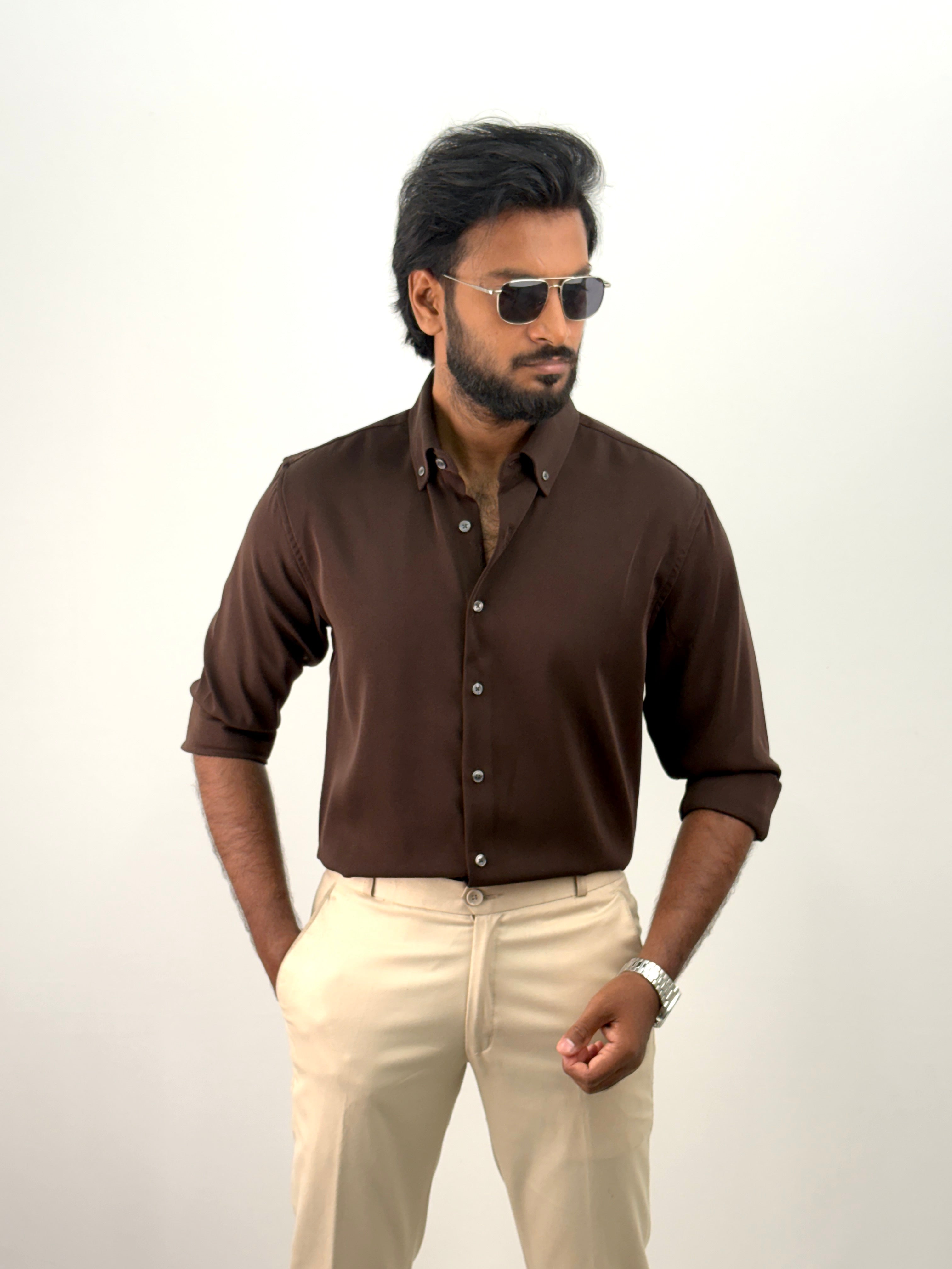 Brown Luxury Plain Shirt