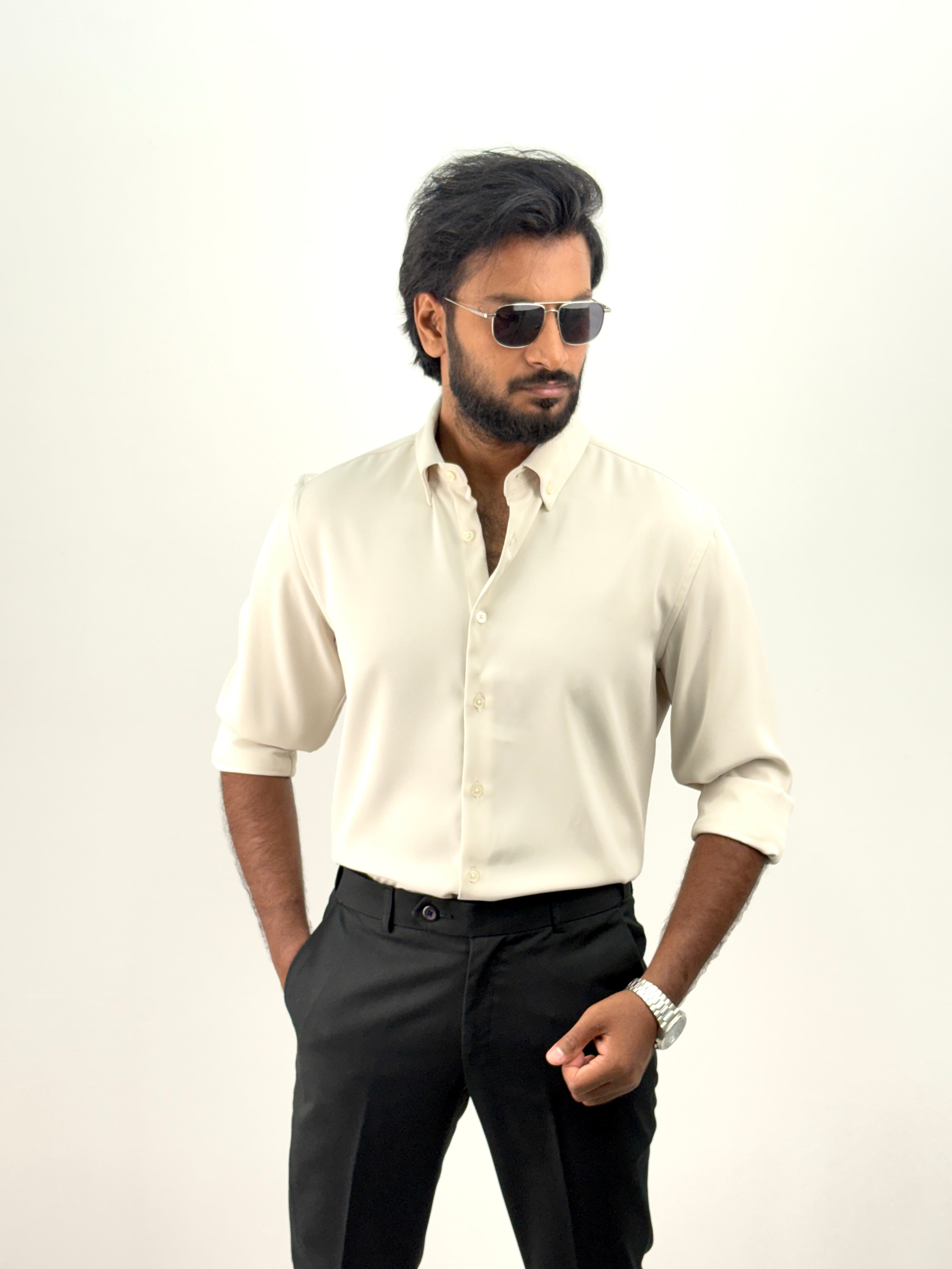 Cream Luxury Plain Shirt